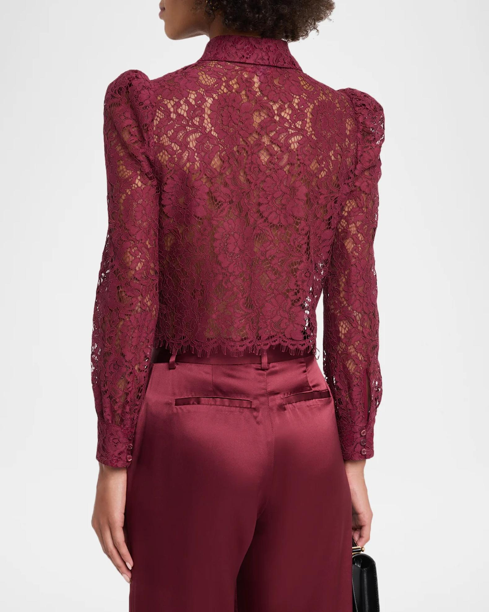 Anita Floral Lace Button-Front Blouse | Neiman Marcus