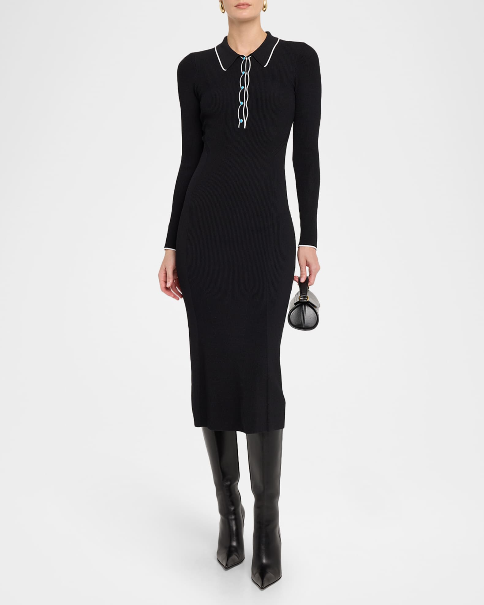 Yaretzi Ribbed Long-Sleeve Midi Dress 1