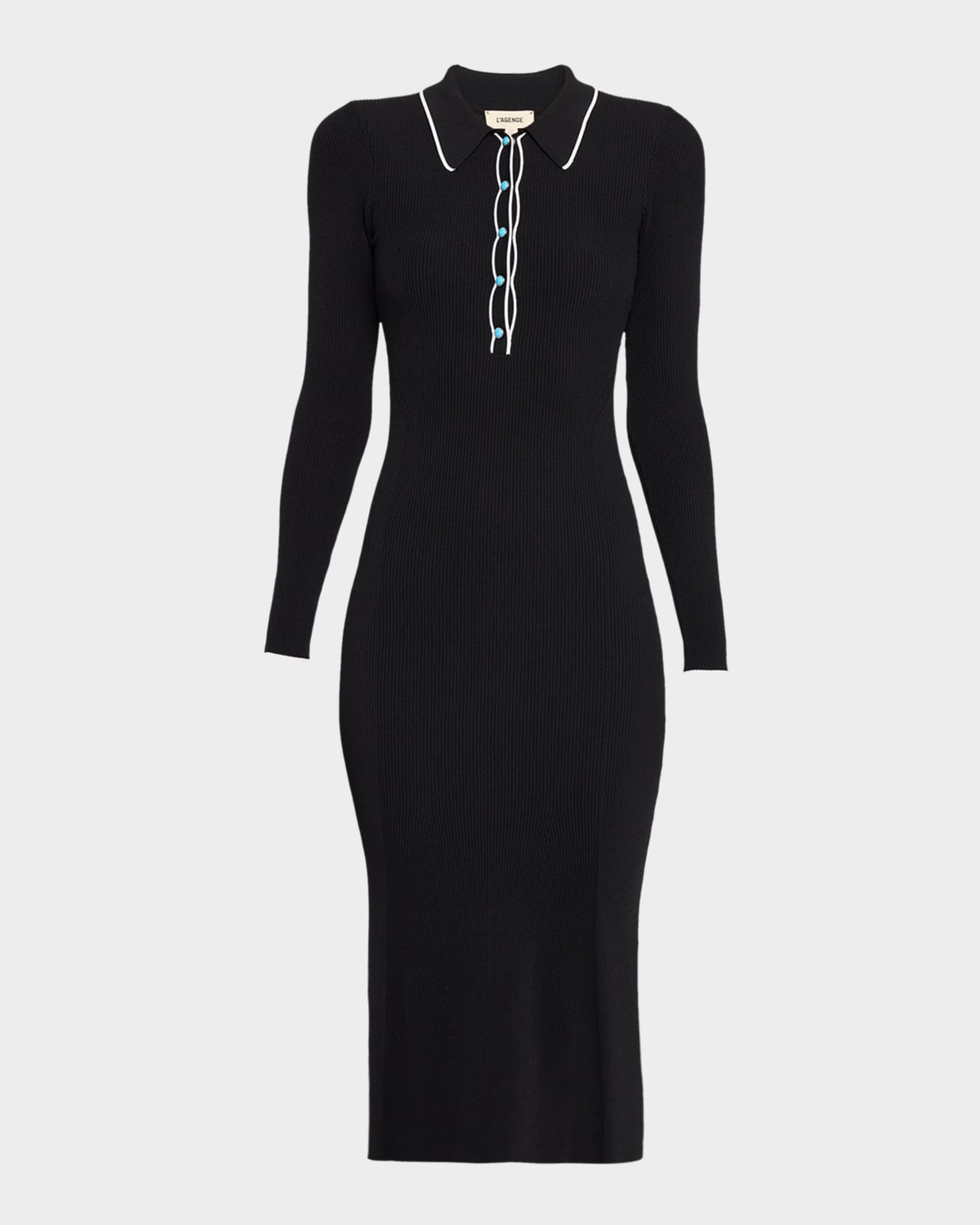 Yaretzi Ribbed Long-Sleeve Midi Dress 0