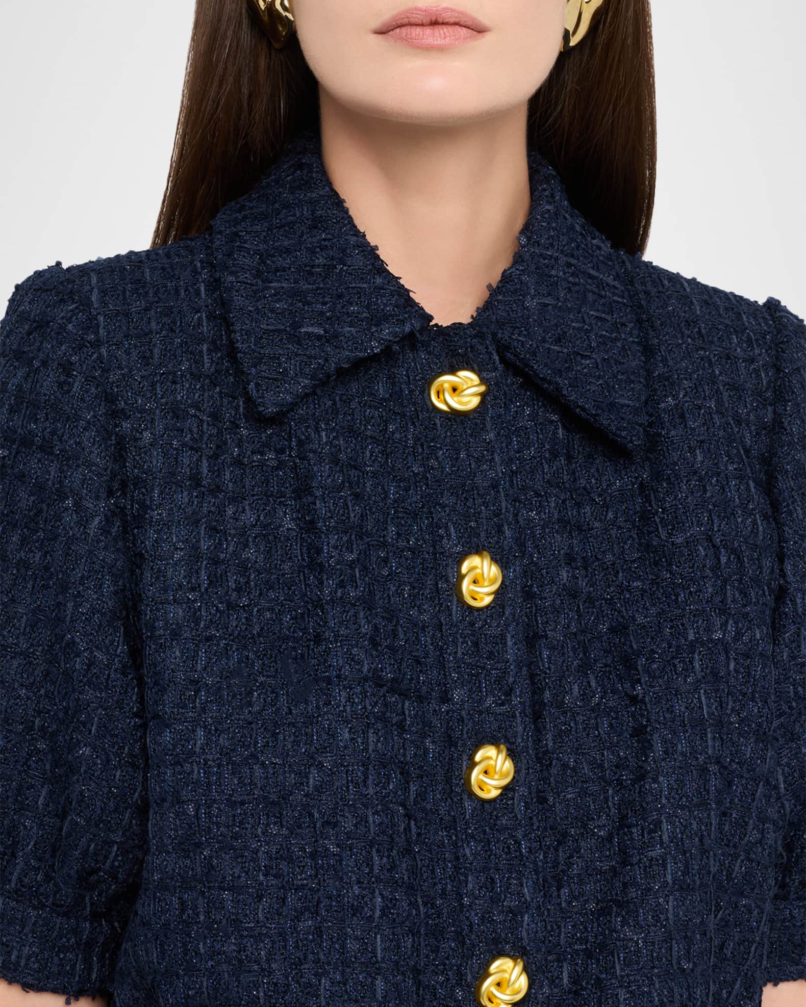 L'Agence Cove Cropped Short-Sleeve Tweed Jacket | Neiman Marcus