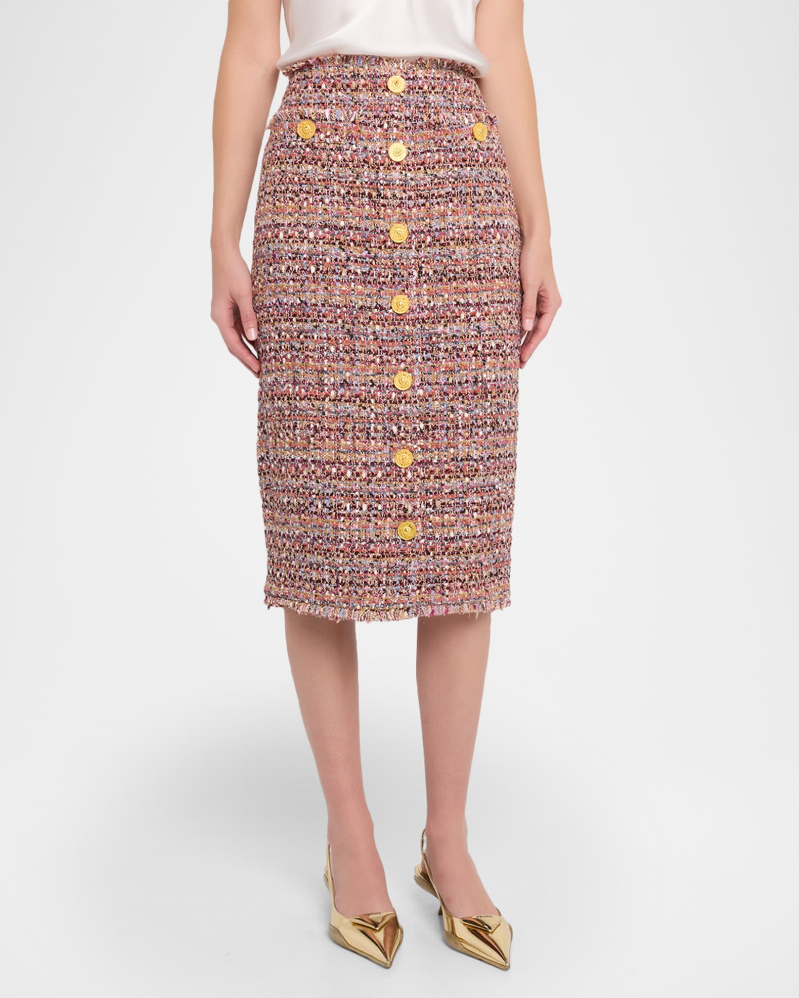 L'Agence Tai Tweed Midi Skirt | Neiman Marcus