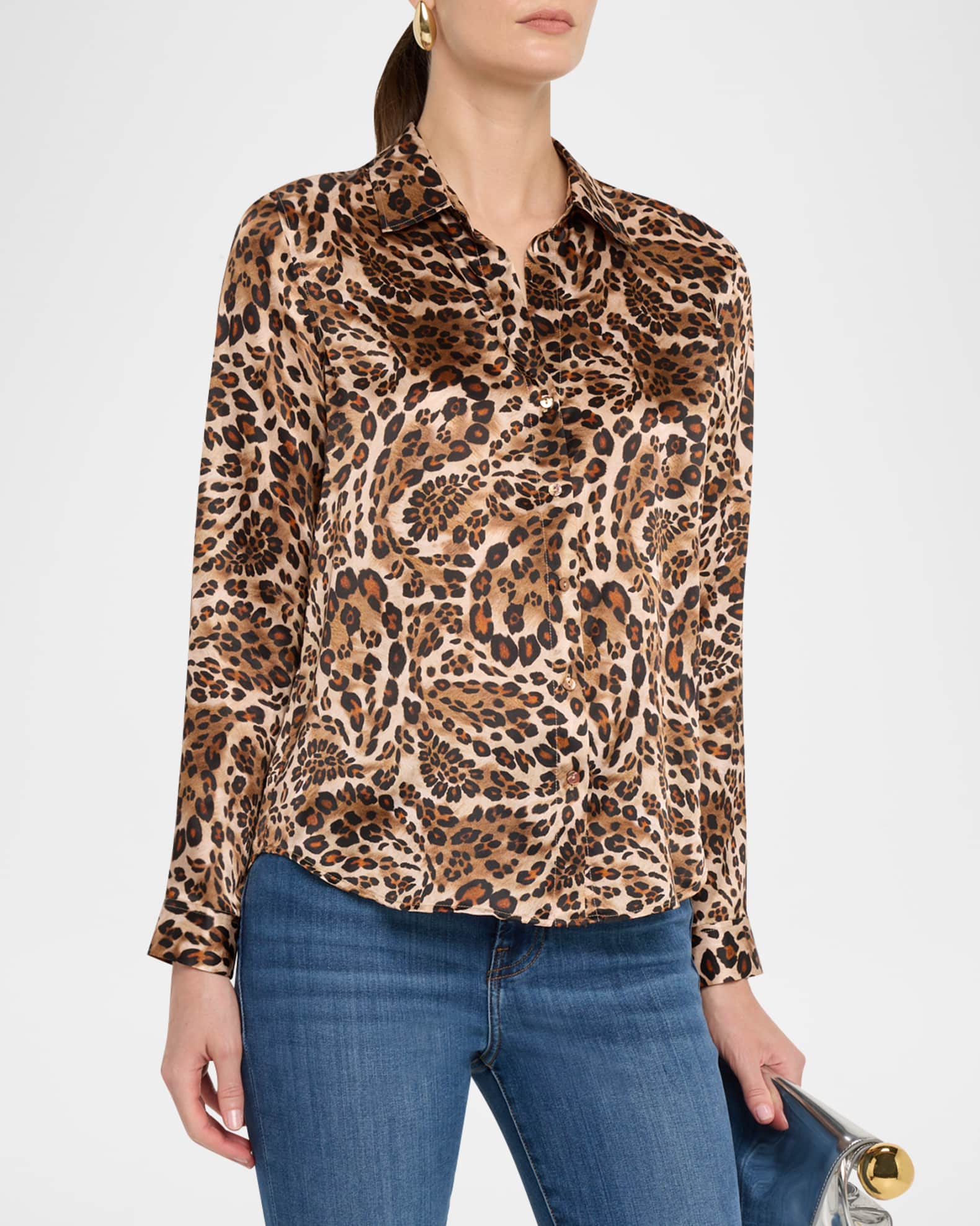 Tyler  Long-Sleeve Blouse in Light Pink Multi Large Postcard Print main image 0