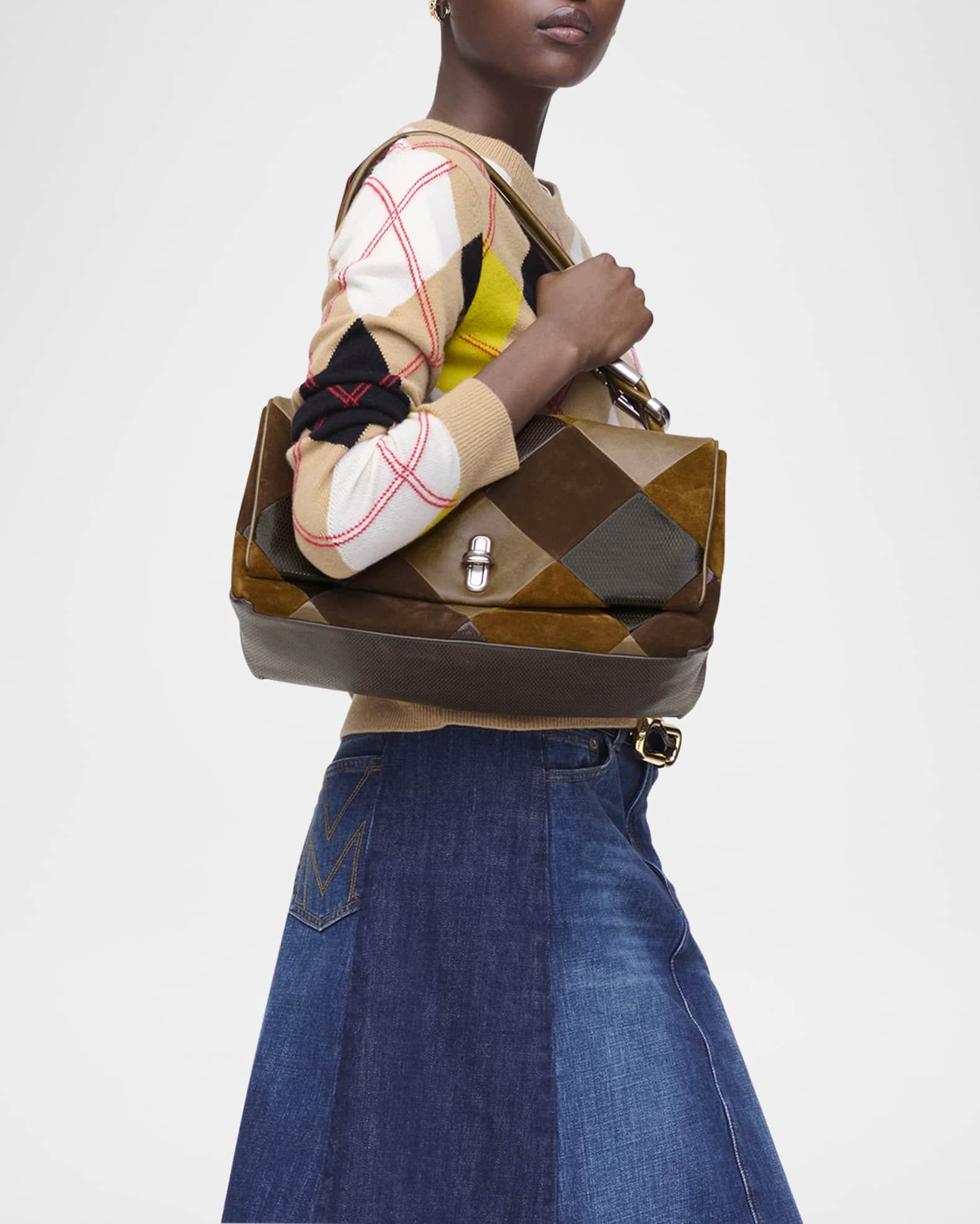 The Large Dual Patchwork Leather Shoulder Bag 1