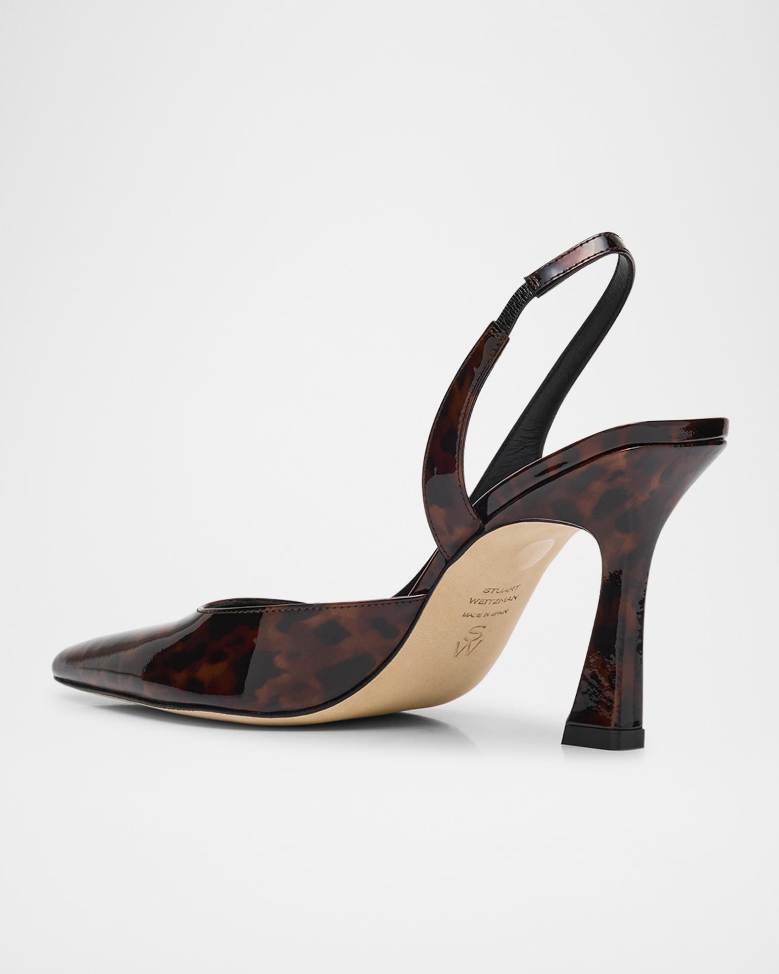 Stuart Weitzman Vinnie Tortoise Patent Leather D'Orsay Slingback Pumps ...