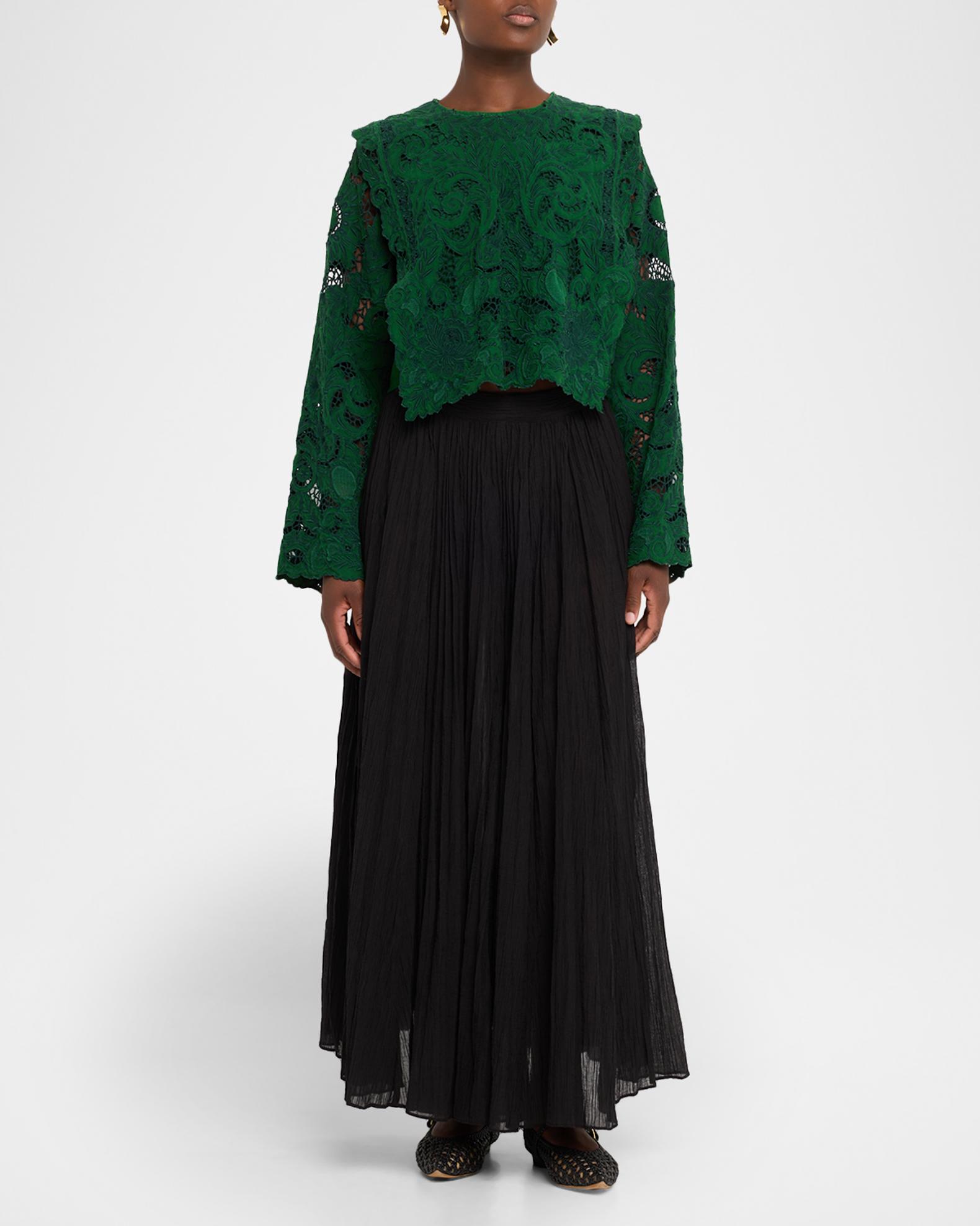 Sea Ceci Embroidered Long-Sleeve Top | Neiman Marcus