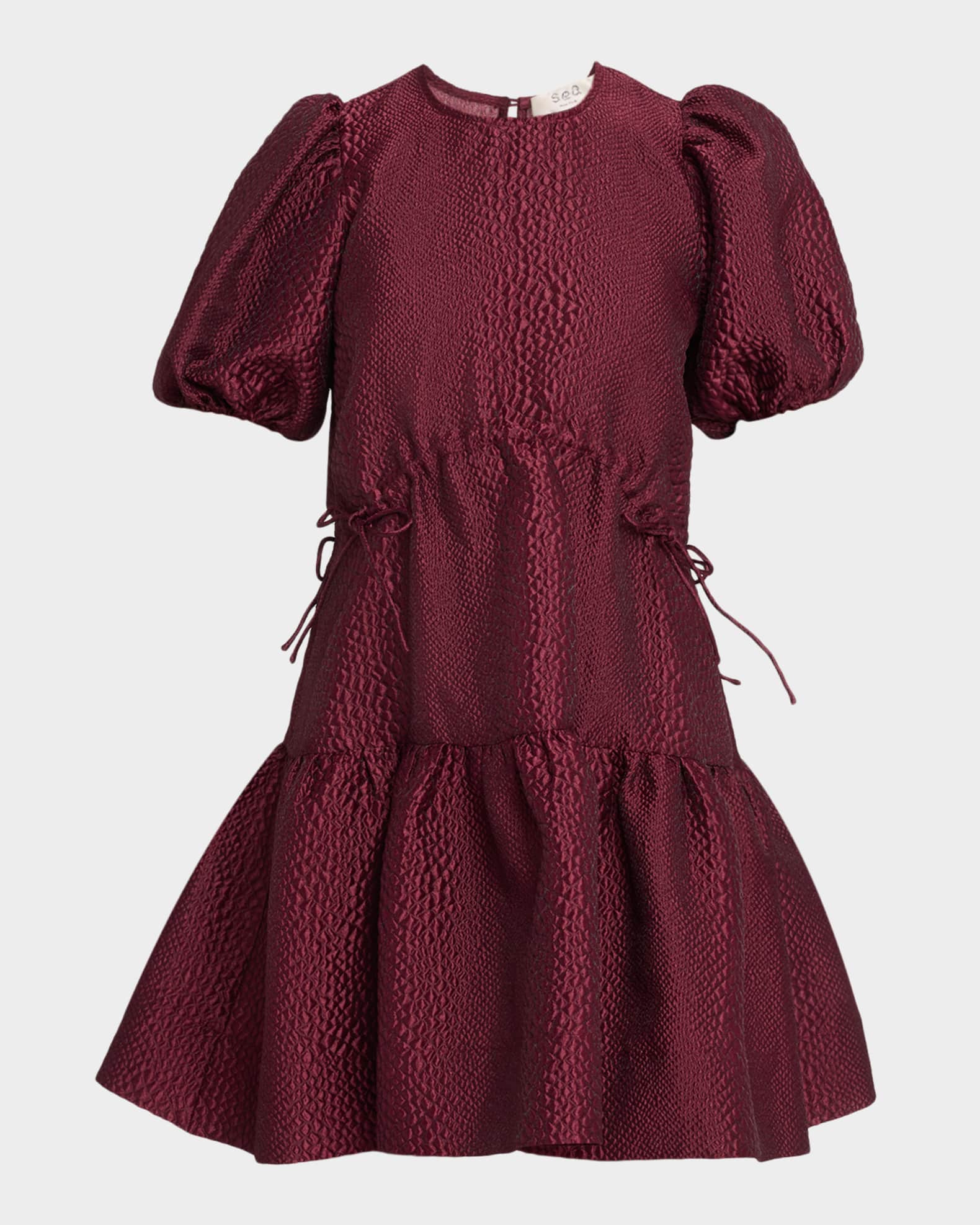 Fayetta Embossed Puff-Sleeve Mini Dress 0