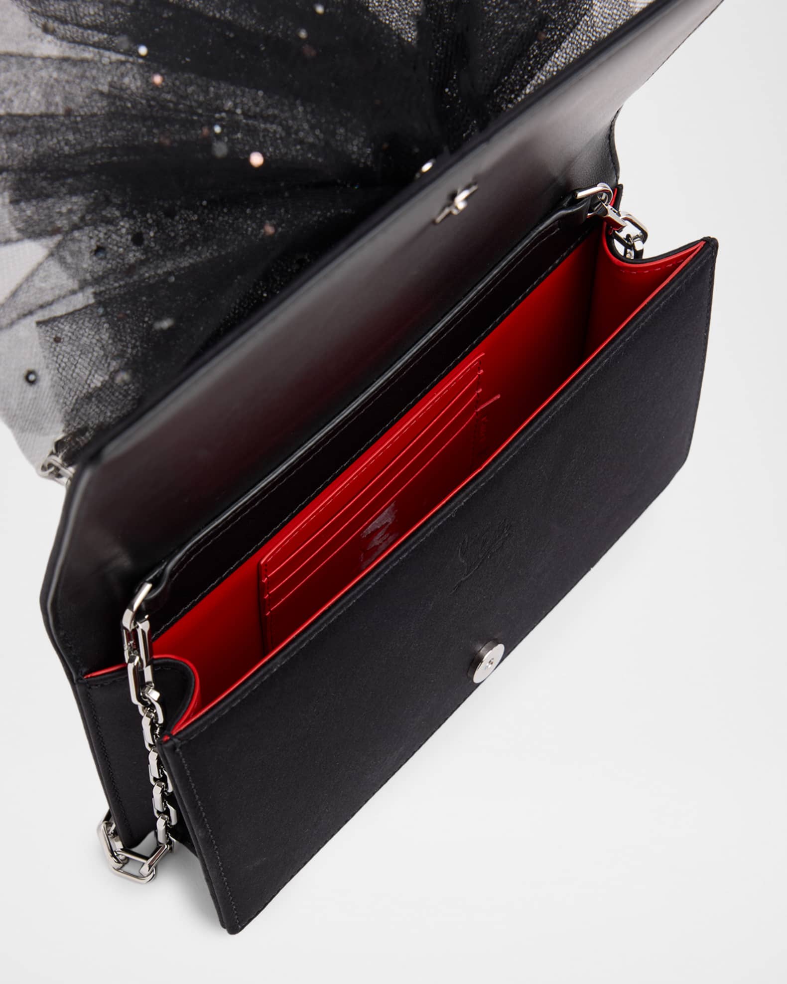 Christian Louboutin Bettina Tulle-Embellished Clutch Bag in Satin