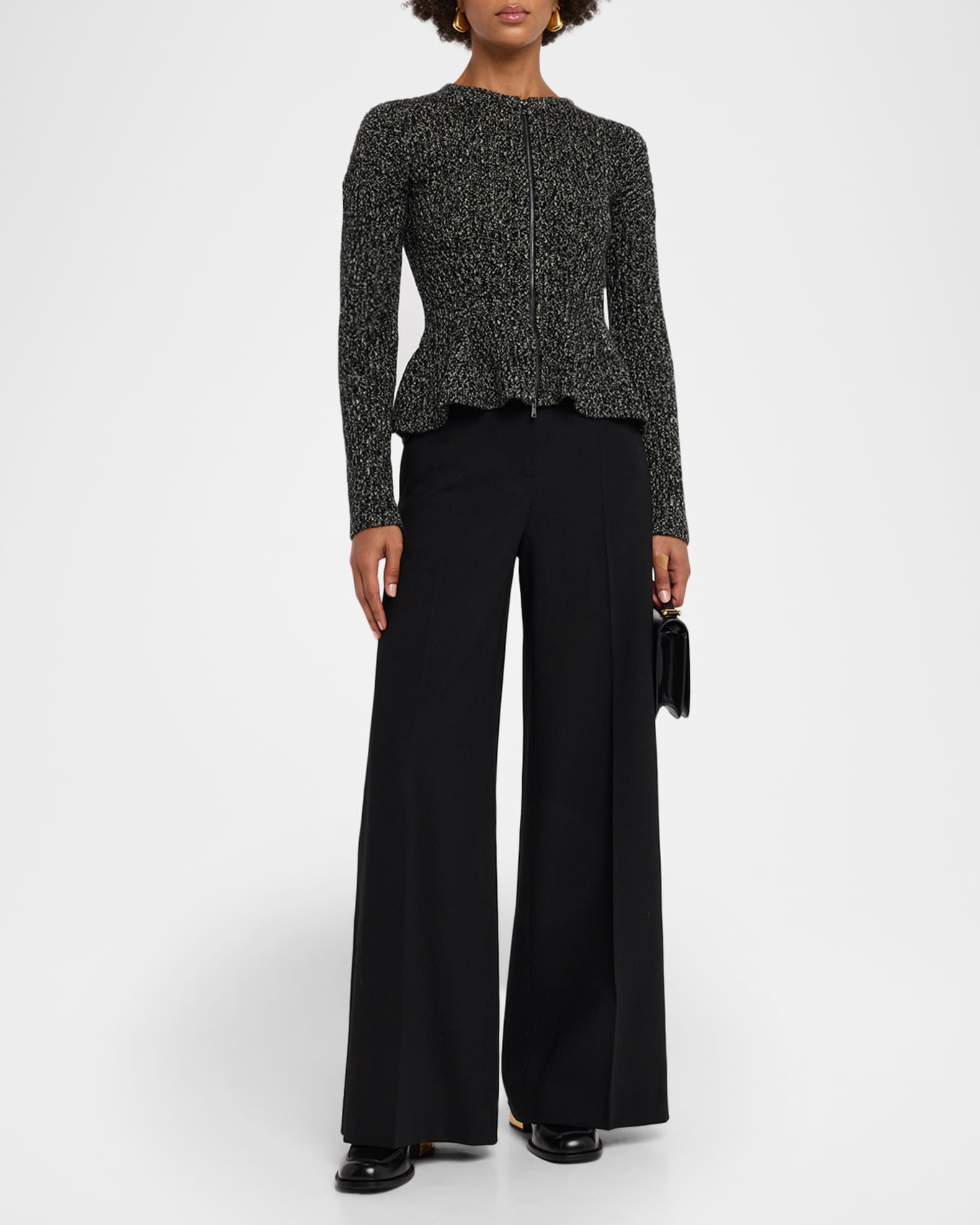 Max Mara Kim Cashmere Peplum Zip Cardigan | Neiman Marcus
