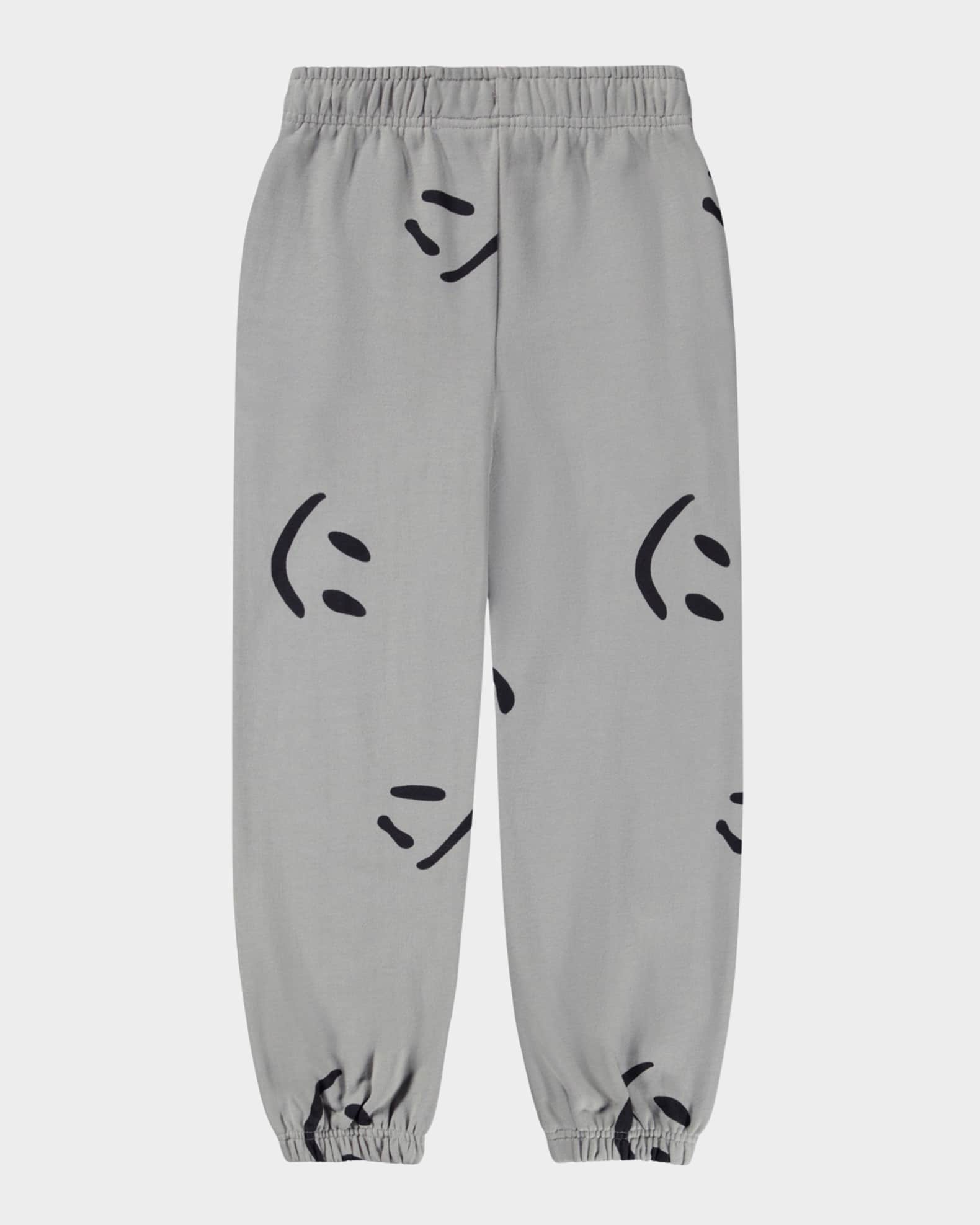 Boy's Adan Smiley-Print Cotton Jogger Pants, Size 8-12 1