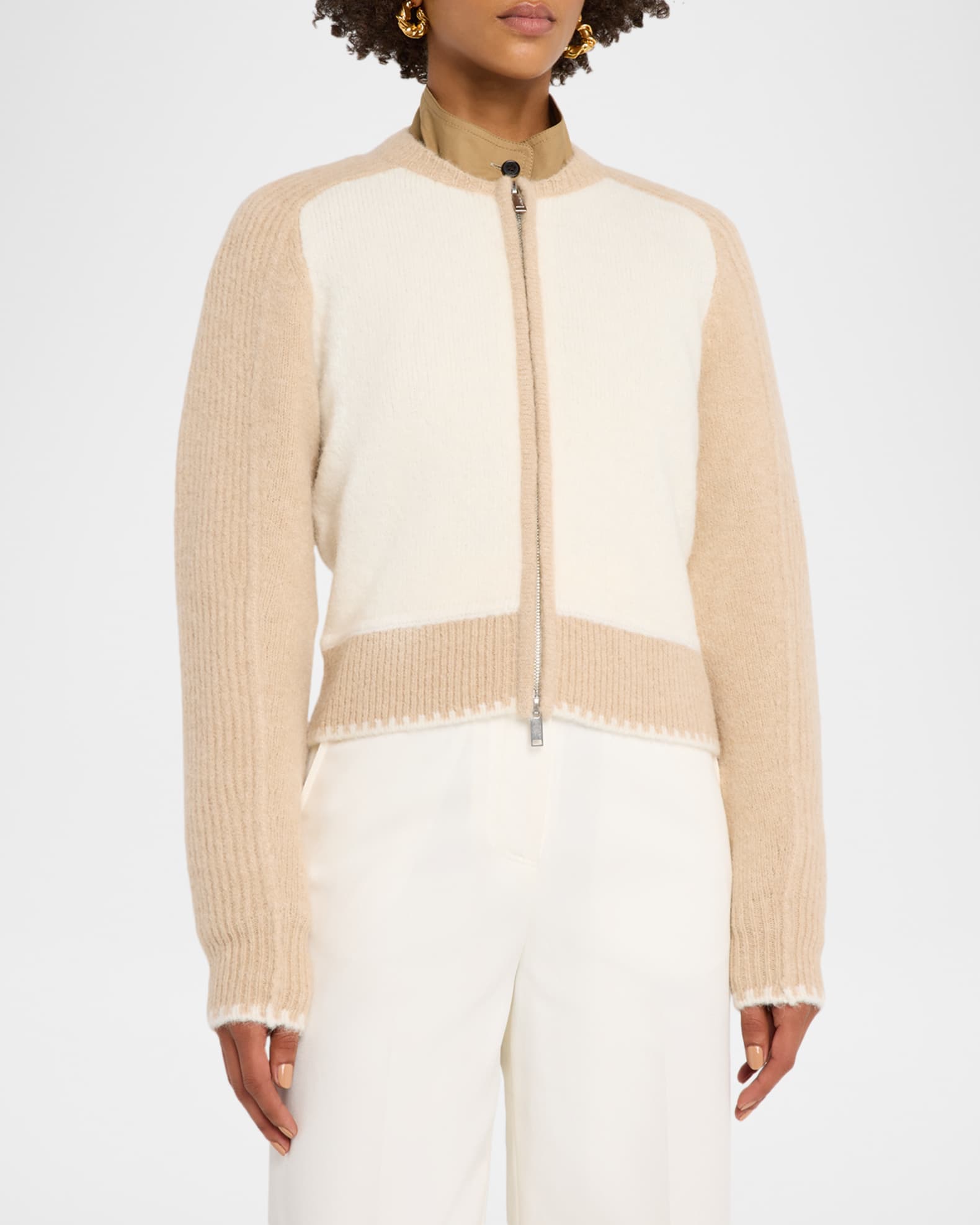 3.1 Phillip Lim Zip Wool-Blend Cardigan | Neiman Marcus