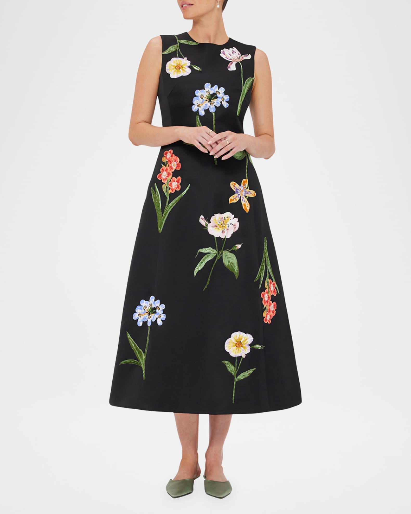 Cleo Beaded Floral-Embroidered Midi Dress 1