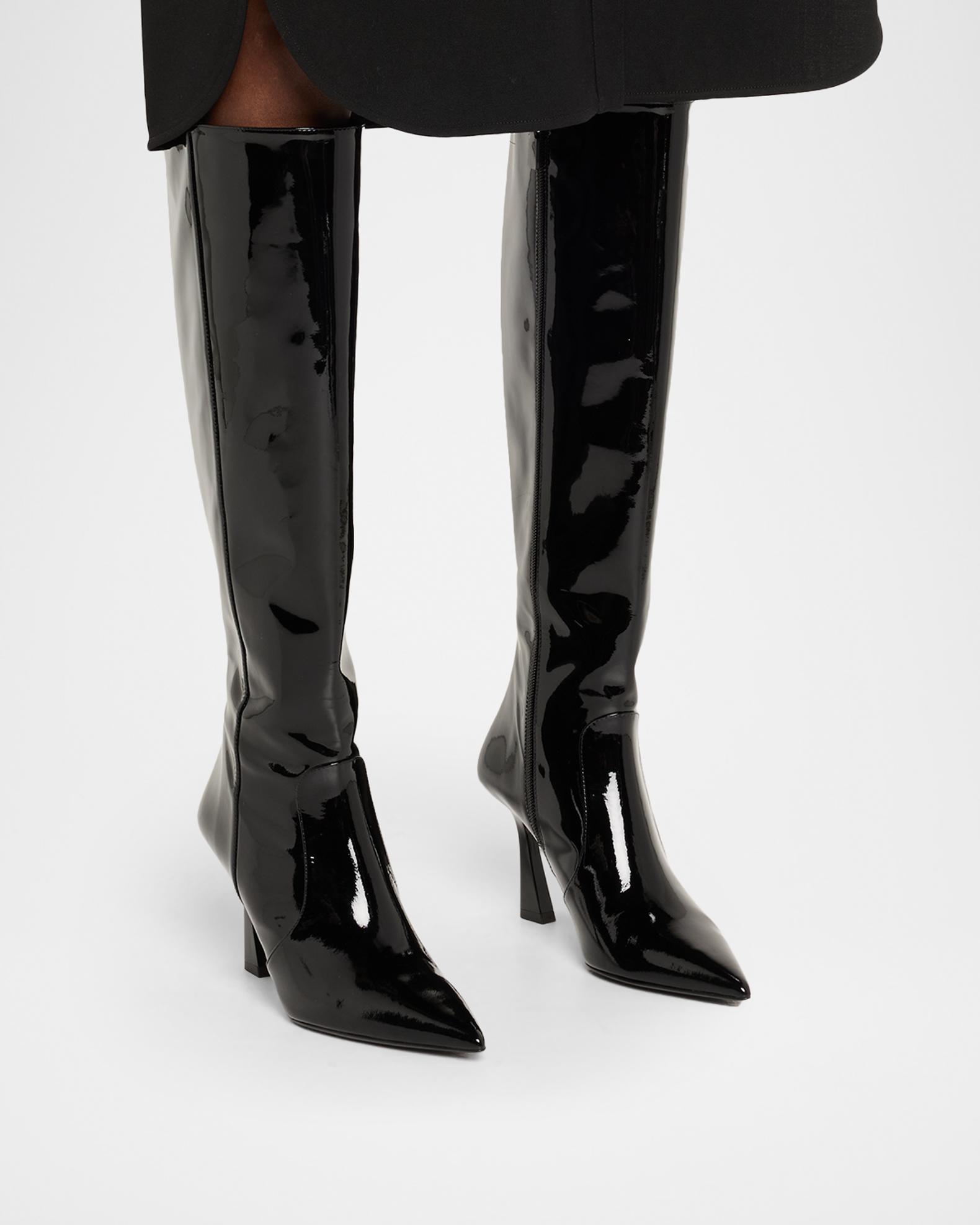 Stuart Weitzman 85mm Vinnie Patent Leather Knee-High Boots | Neiman Marcus