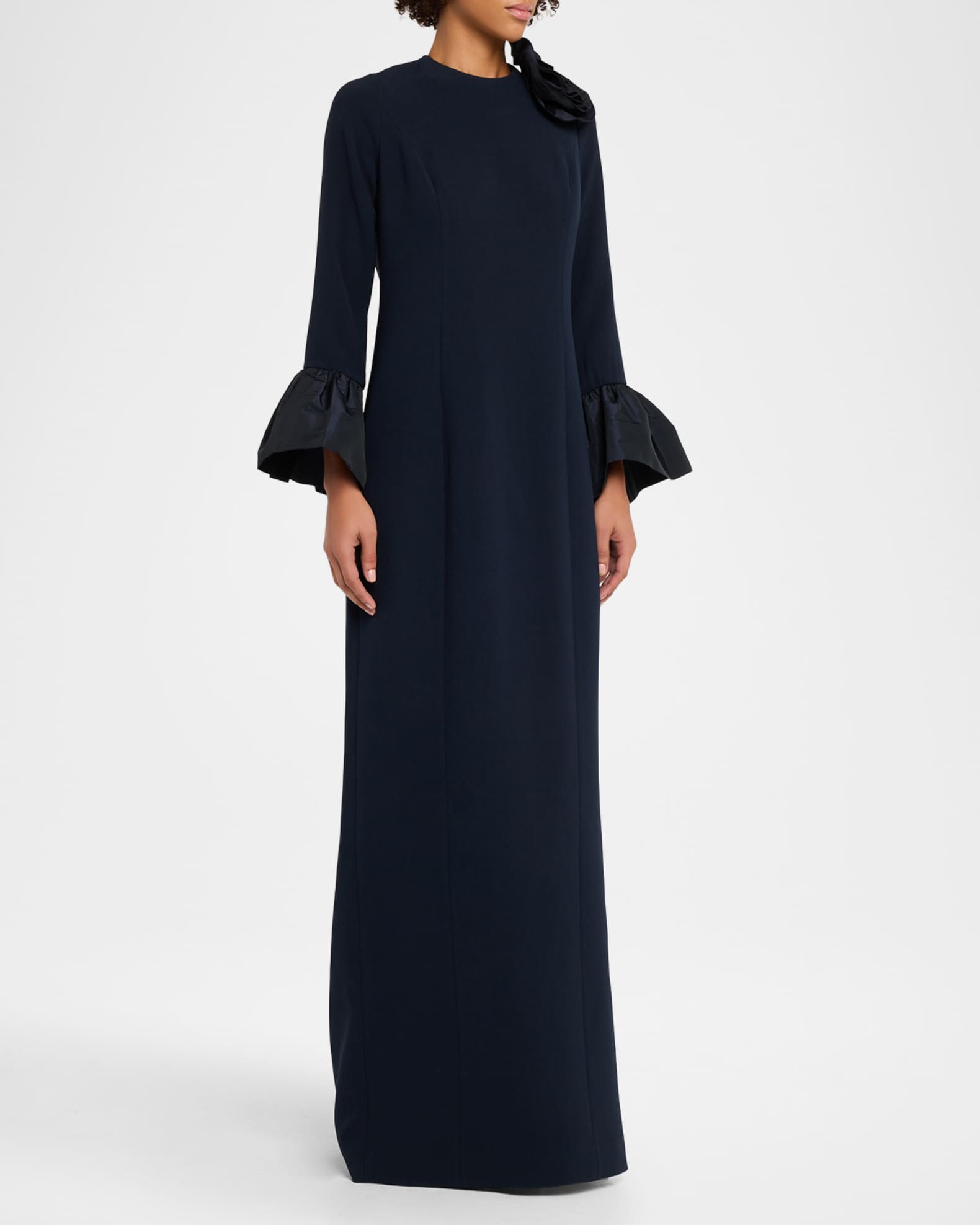 rickie freeman evening dresses Rickie Freeman For Teri Jon Taffeta-Trim Crepe Column Gown