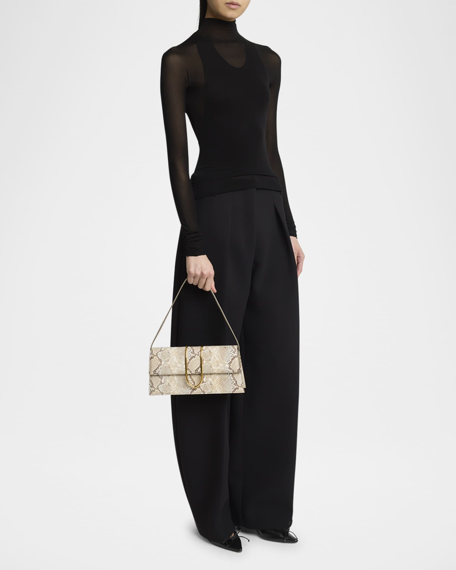 Jacquemus Le Bambino Long Snakeskin Leather Shoulder Bag
