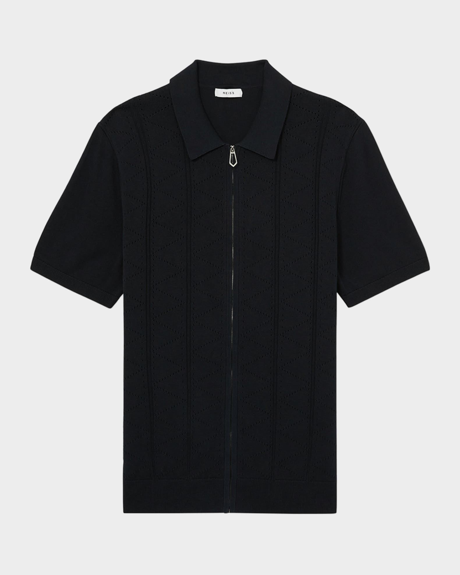 Men's Tay Pointelle Knit Full-Zip Polo Shirt 0