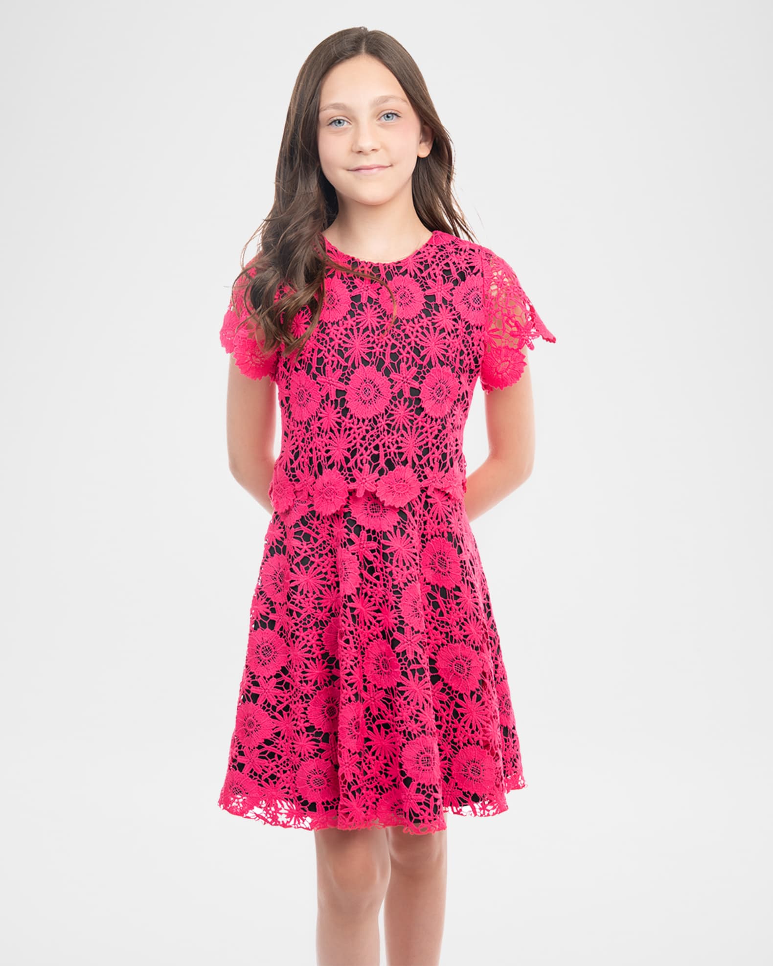 Zoe Girl's Serenity Openwork Lace Dress, Size 7-16 | Neiman Marcus