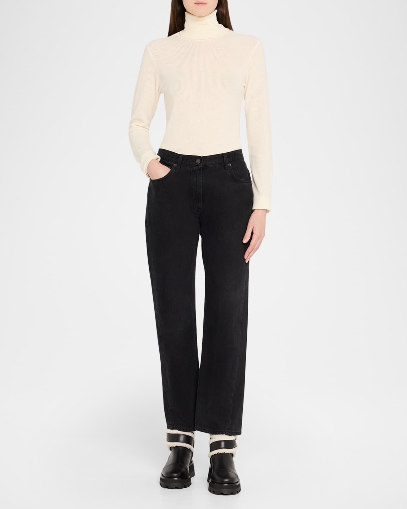 Jimmy Choo Meena Leather and Shearling Zip Ankle Boots | Neiman Marcus