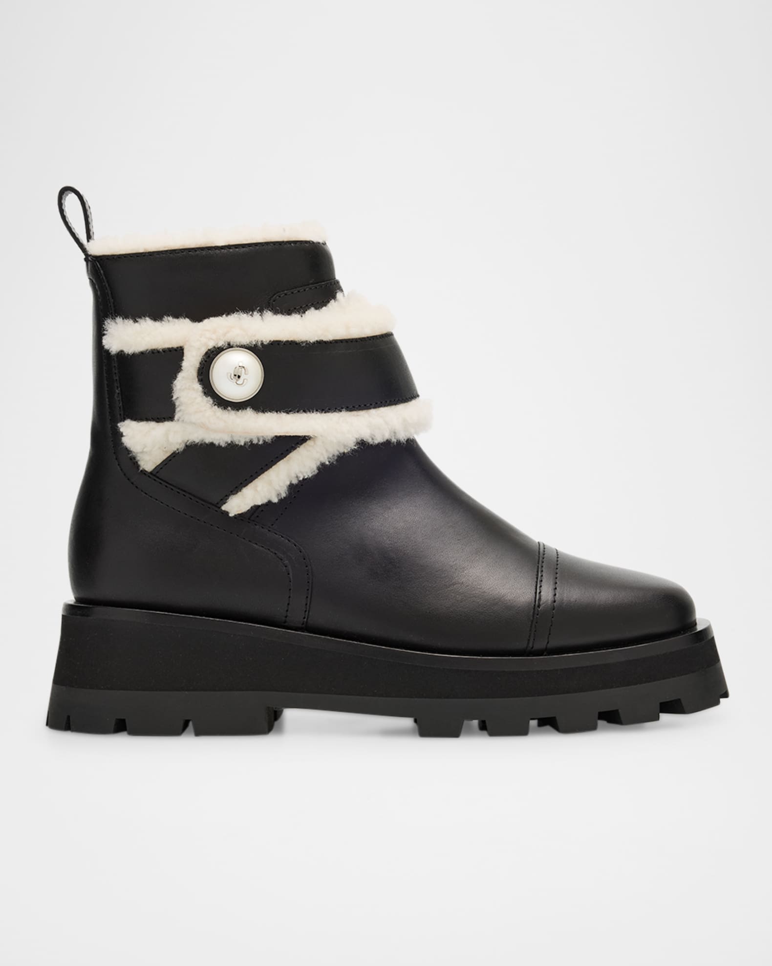 Meena Leather and Shearling Zip Ankle Boots 0