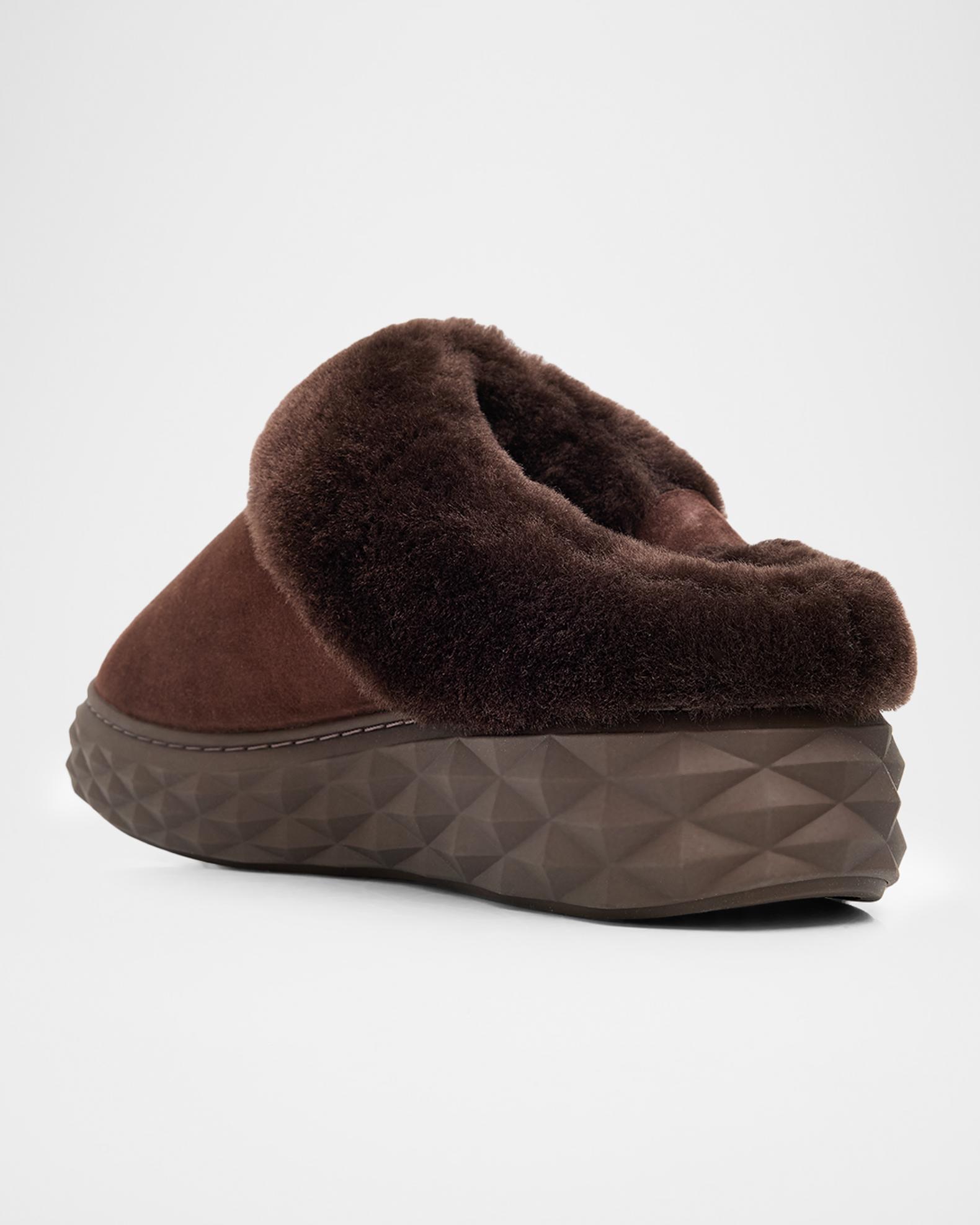 Jimmy Choo Suede and Shearling Maxi-Sole Flat Mules | Neiman Marcus