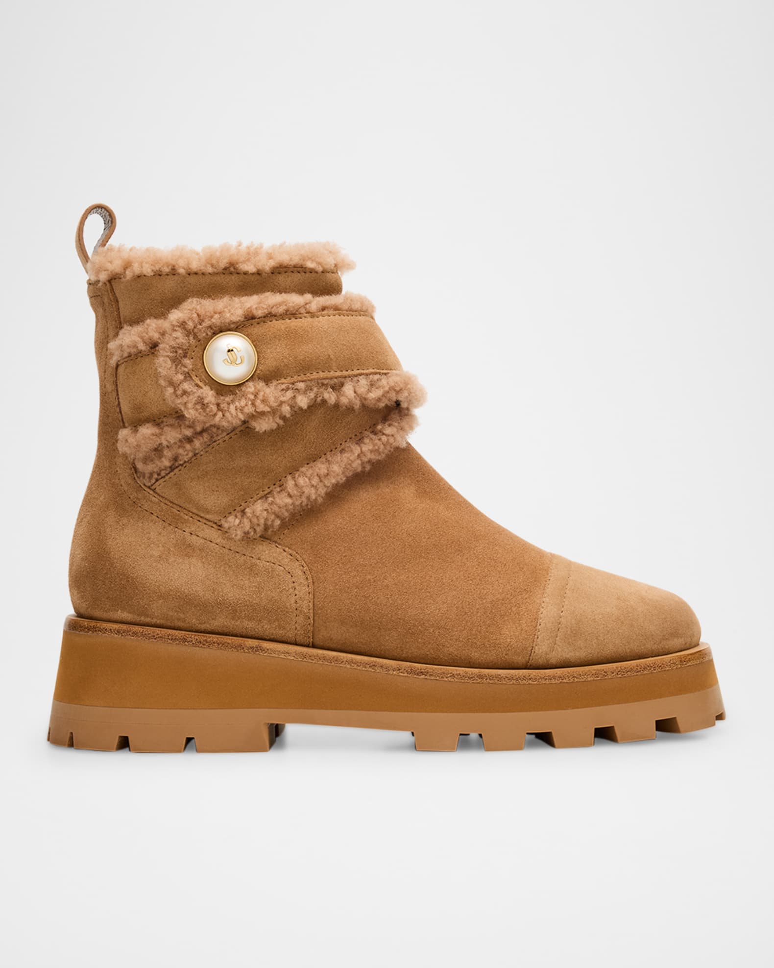 Meena Suede and Shearling Zip Ankle Boots 0