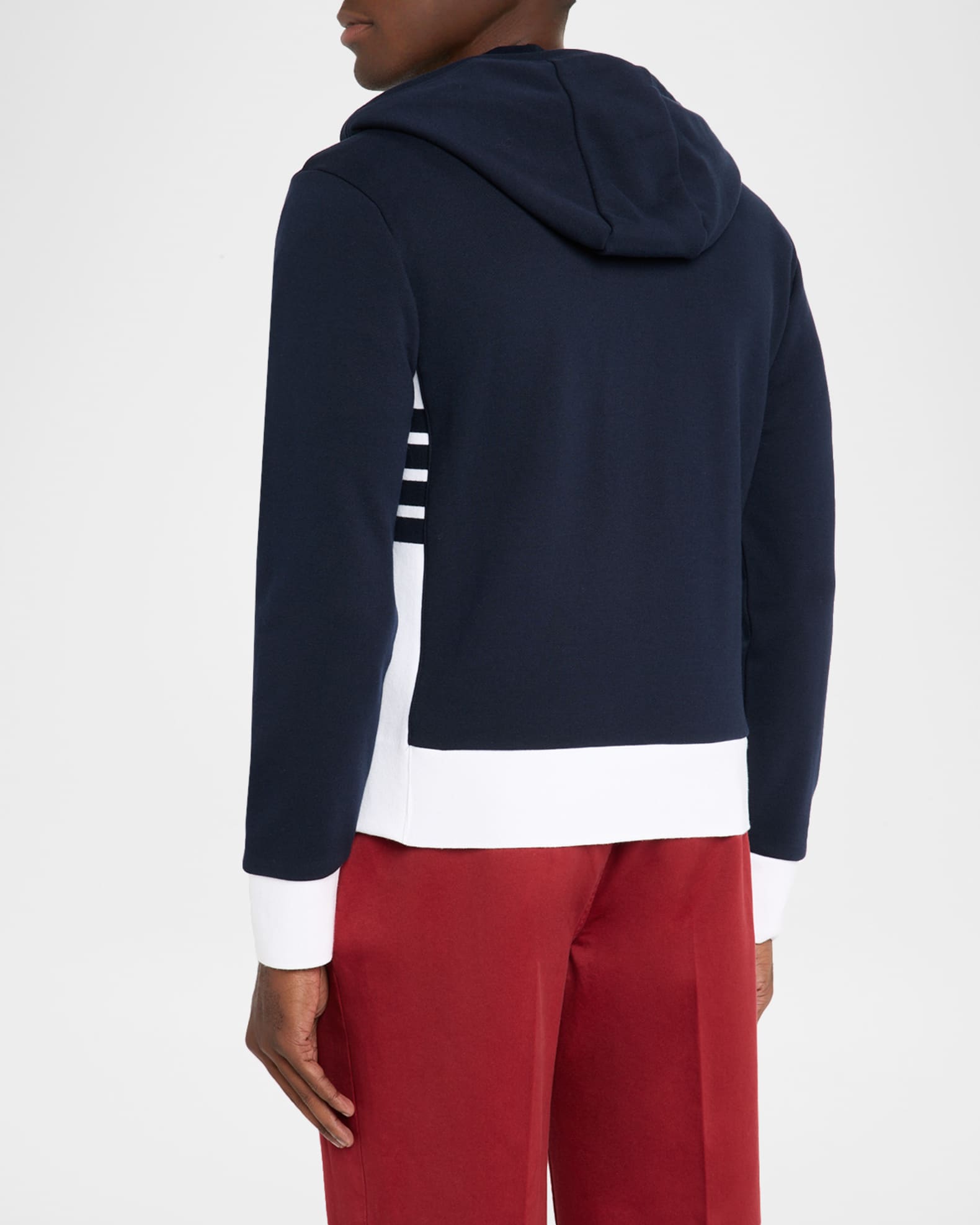 THOM BROWNE☆4-BAR ストライプ ジップアップ パーカー NAVY Classic Loopback 4 Bar Full Zip Hoodie | Thom Browne