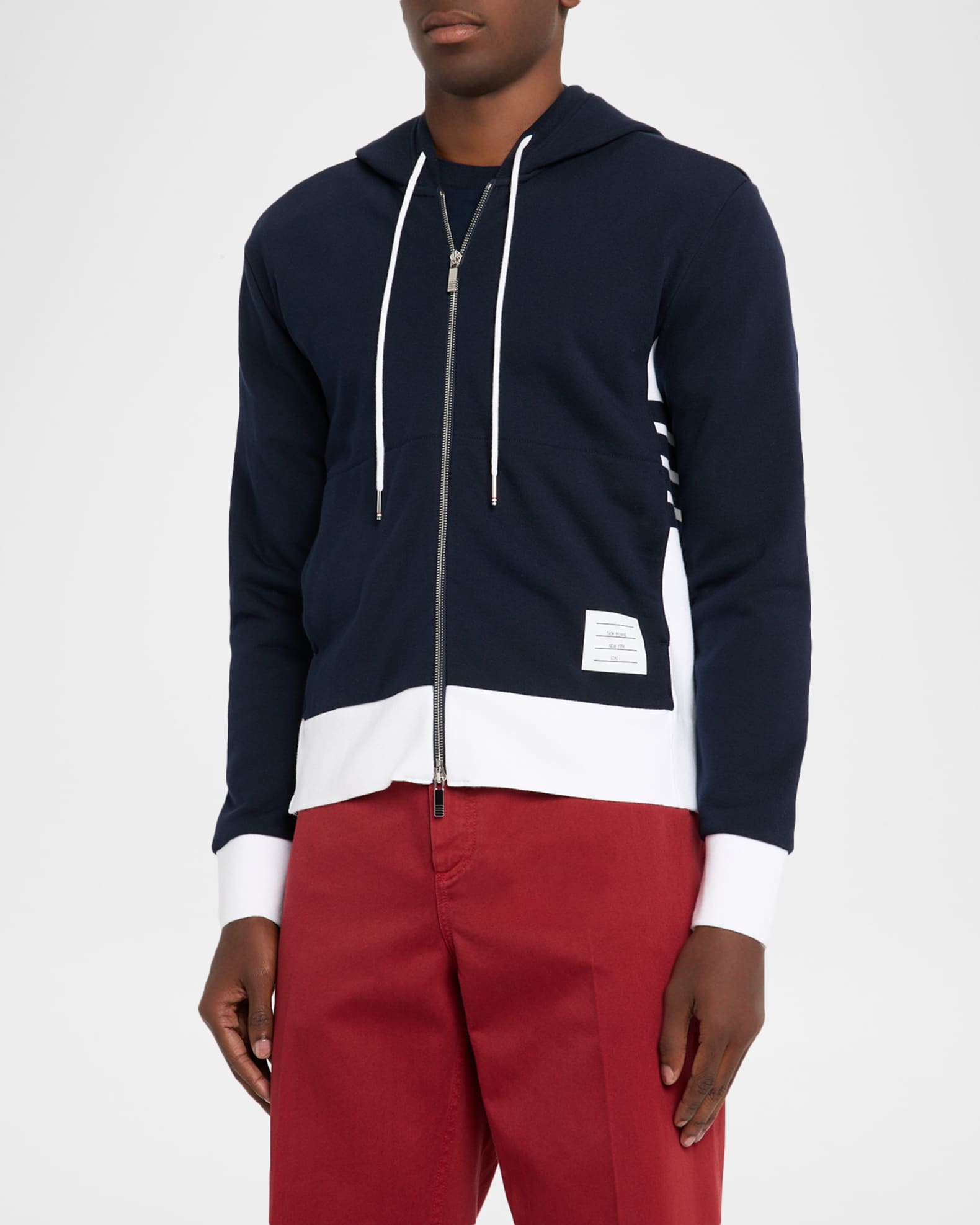 Thom Browne Men's Cotton 4-Bar Stripe Full-Zip Hoodie