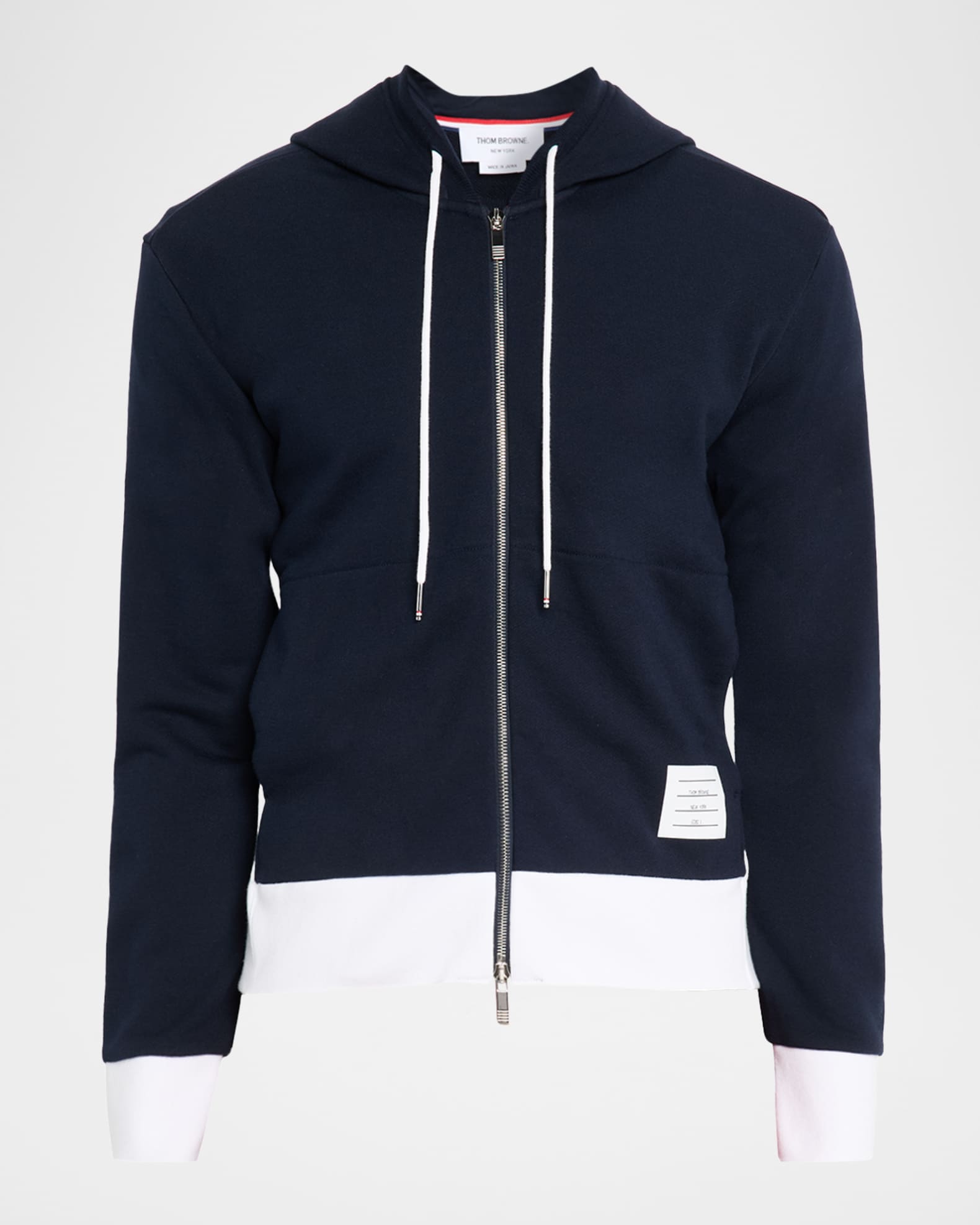 THOM BROWNE☆4-BAR ストライプ ジップアップ パーカー NAVY Thom Browne Men's Cotton 4-Bar Stripe Full-Zip Hoodie