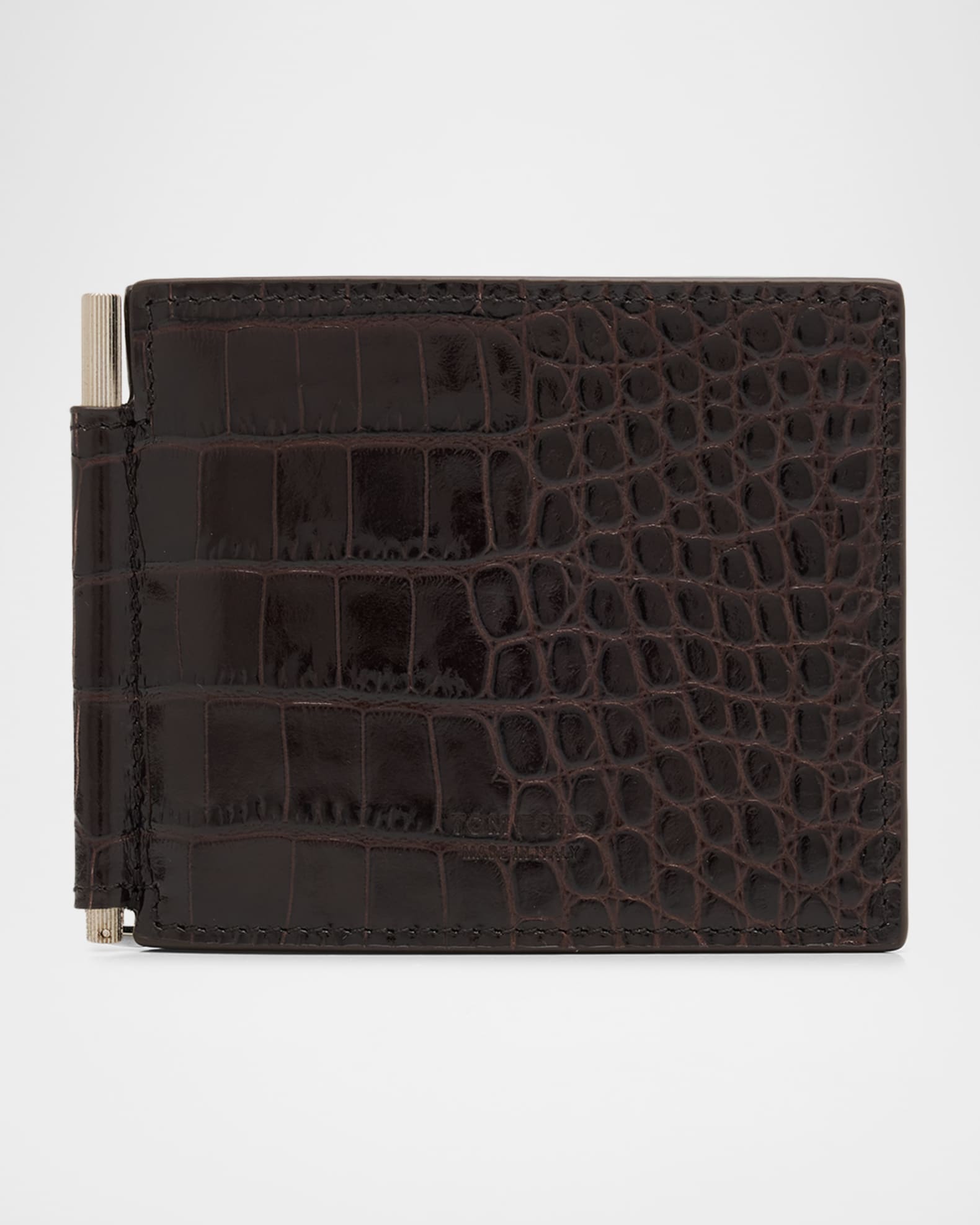 TOM FORD Men's Exotic Line Croc-Effect Money Clip Wallet | Neiman
