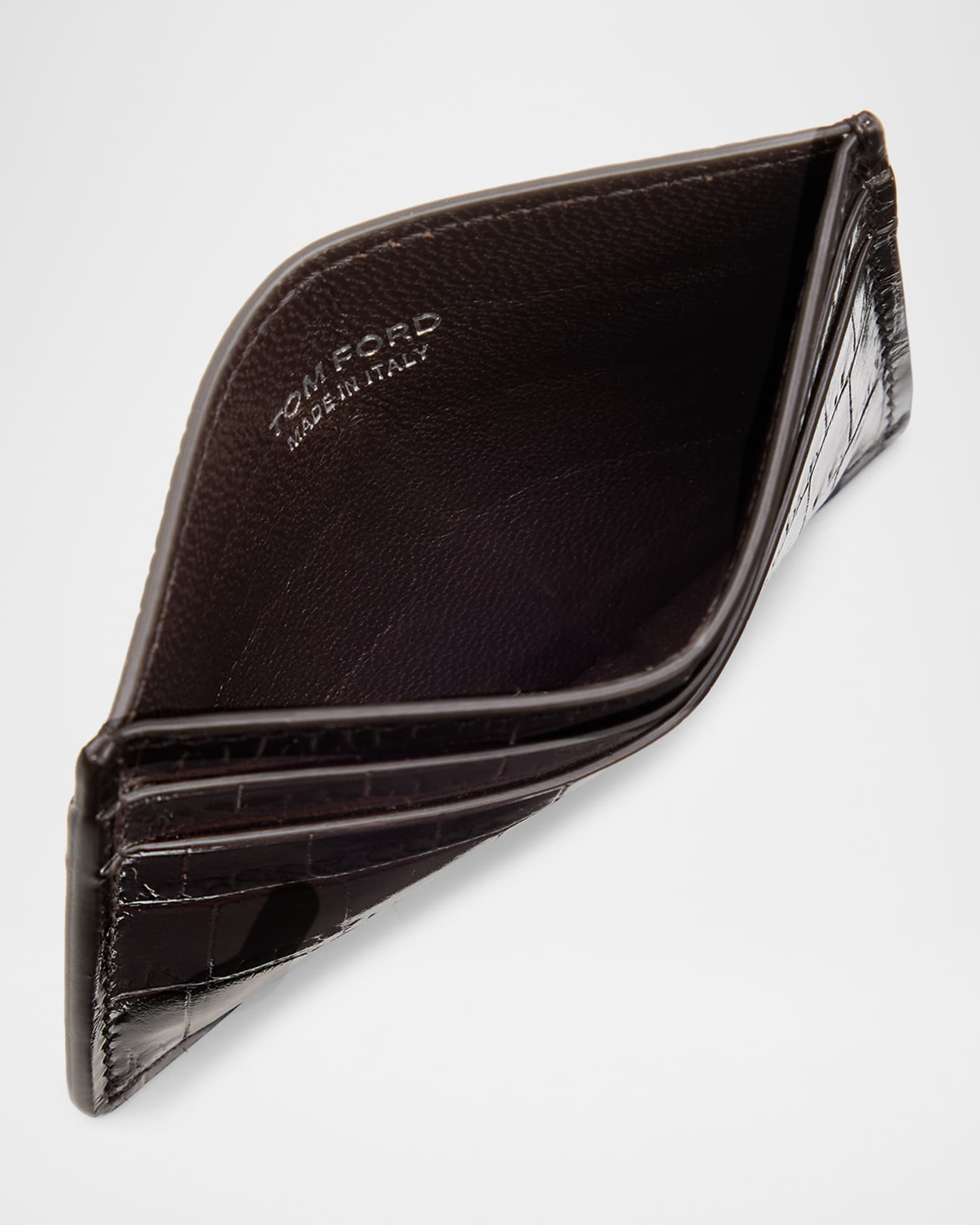 TOM FORD Men's Exotic Line Croc-Embossed Leather Card Case