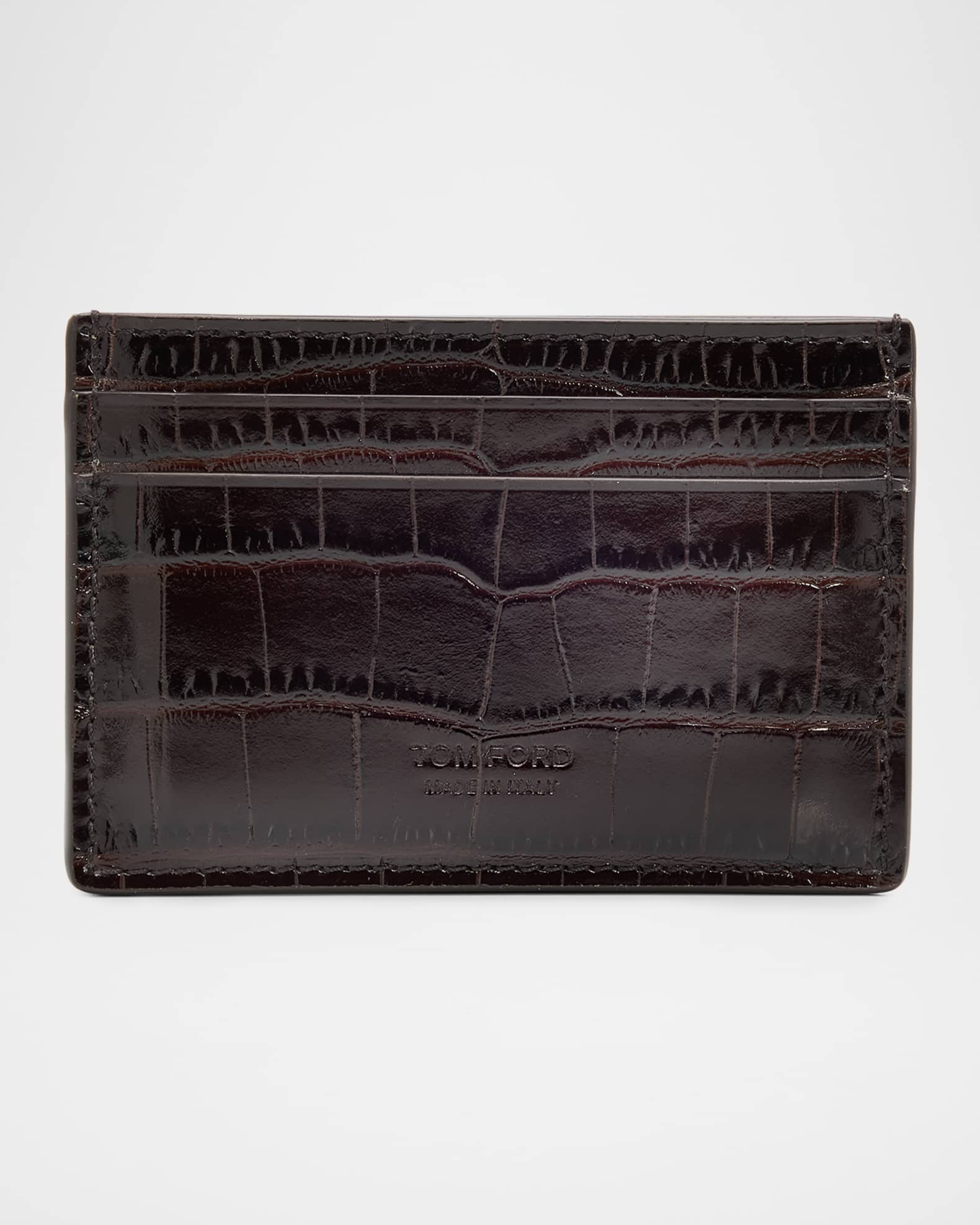 TOM FORD Men's Exotic Line Croc-Embossed Leather Card Case