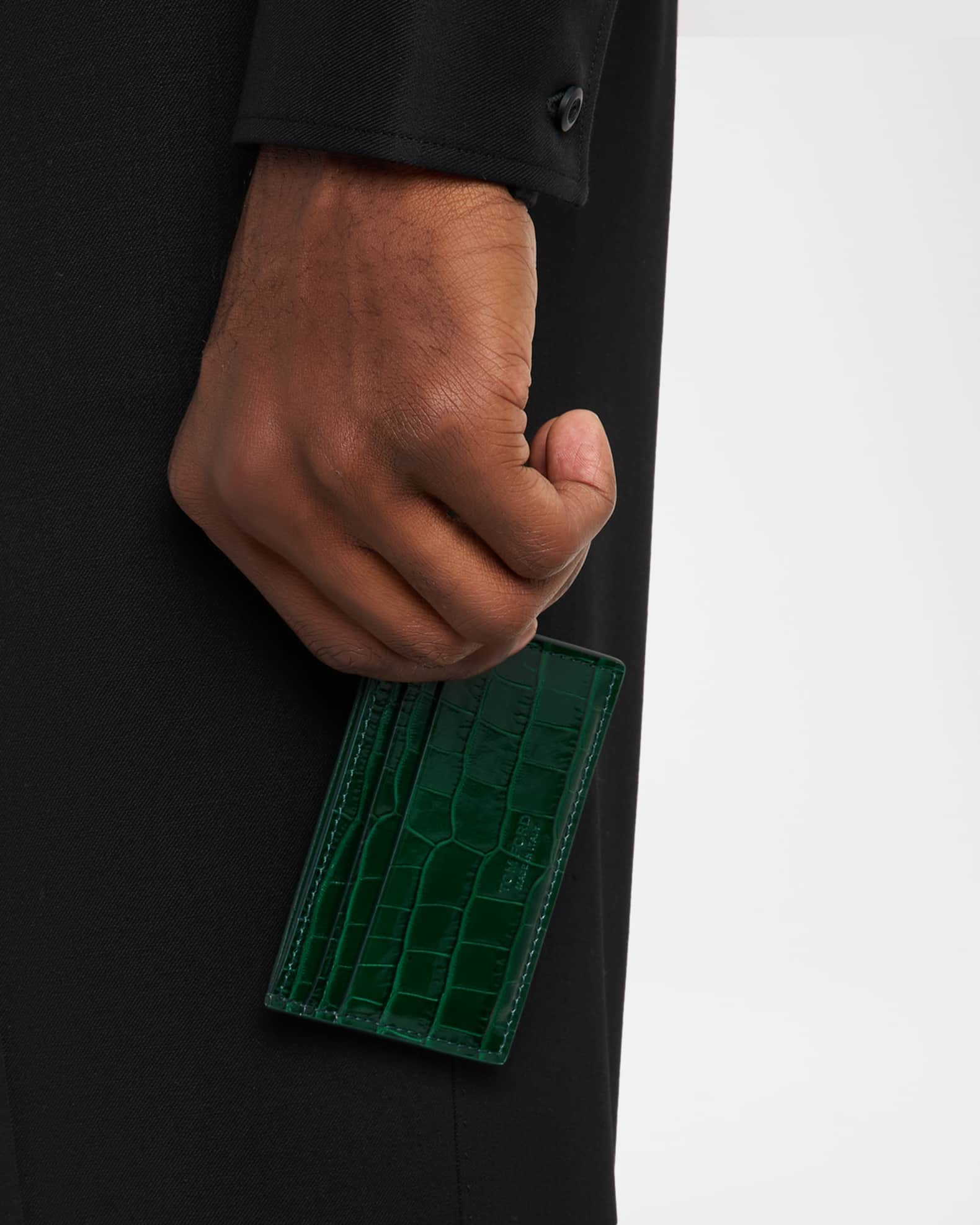 TOM FORD Men's Exotic Line Croc-Embossed Leather Card Case