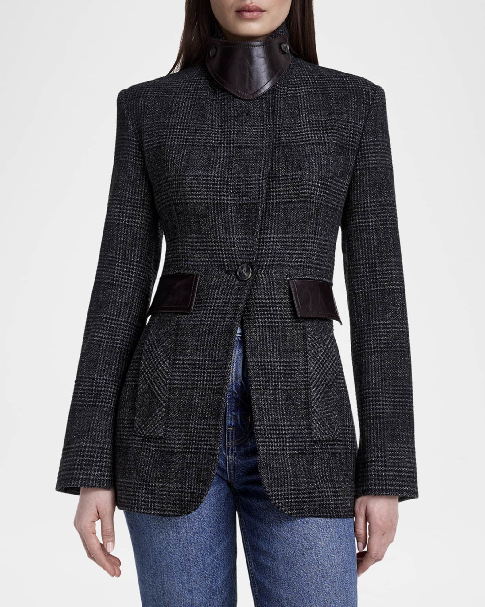 Smythe Glen Plaid Tailored Boyfriend Blazer Neiman Marcus