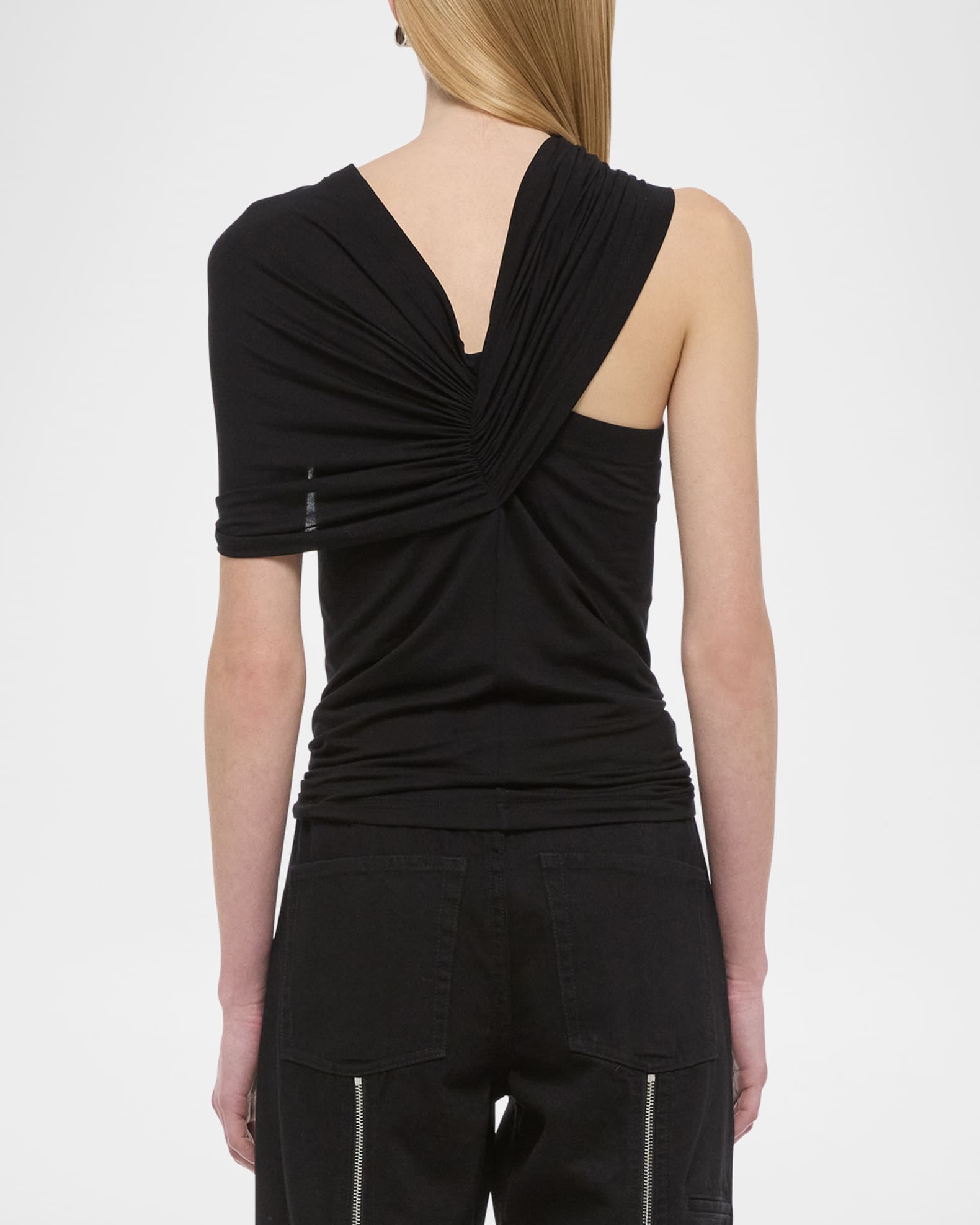 Helmut Lang Cloud Jersey Asymmetric Sash Top | Neiman Marcus