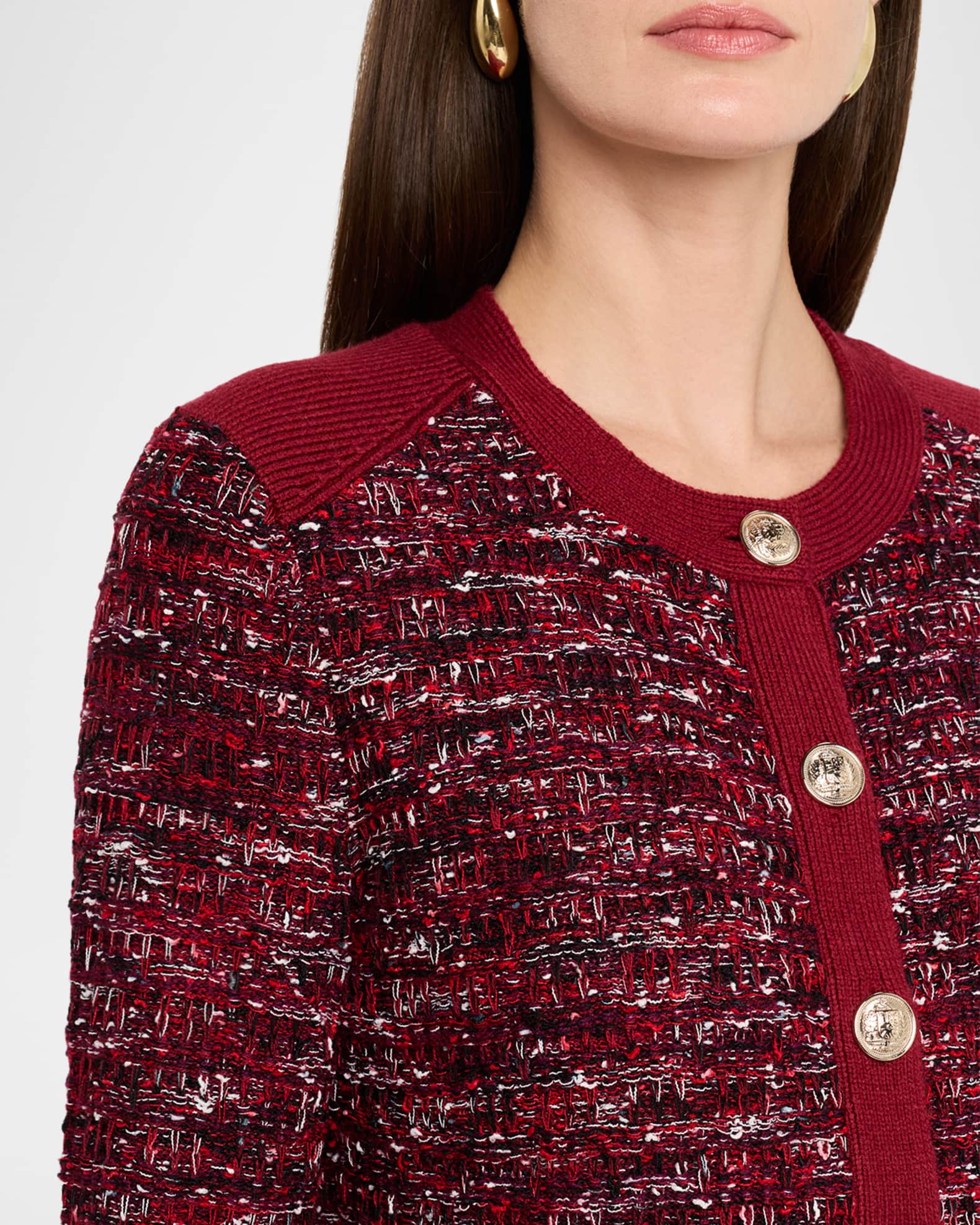 【keijulia様】新品　check tweed cardigan　F Knit Tweed Cardigan with Front Placket