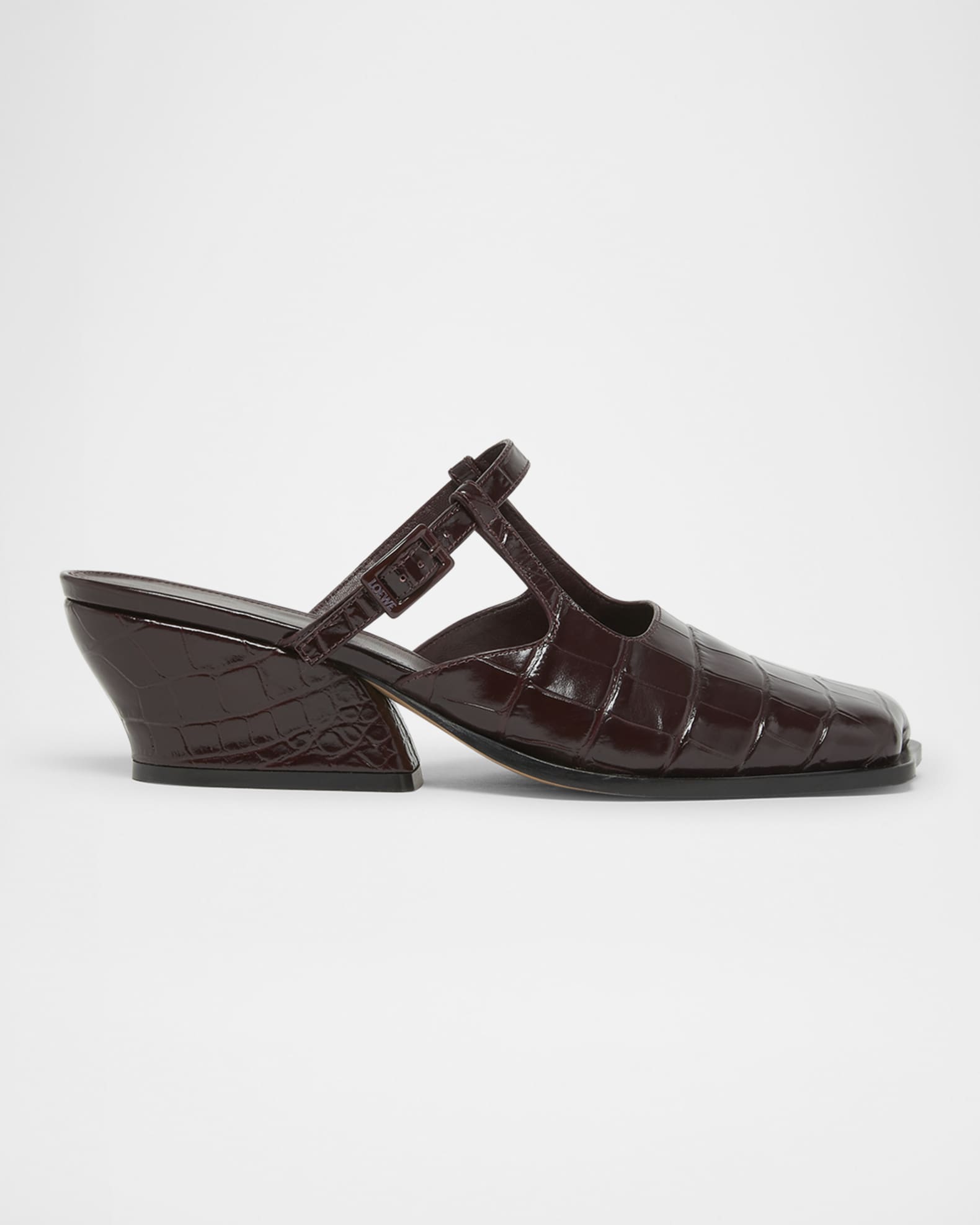 Loewe Onda Croc-Embossed Leather Mules | Neiman Marcus