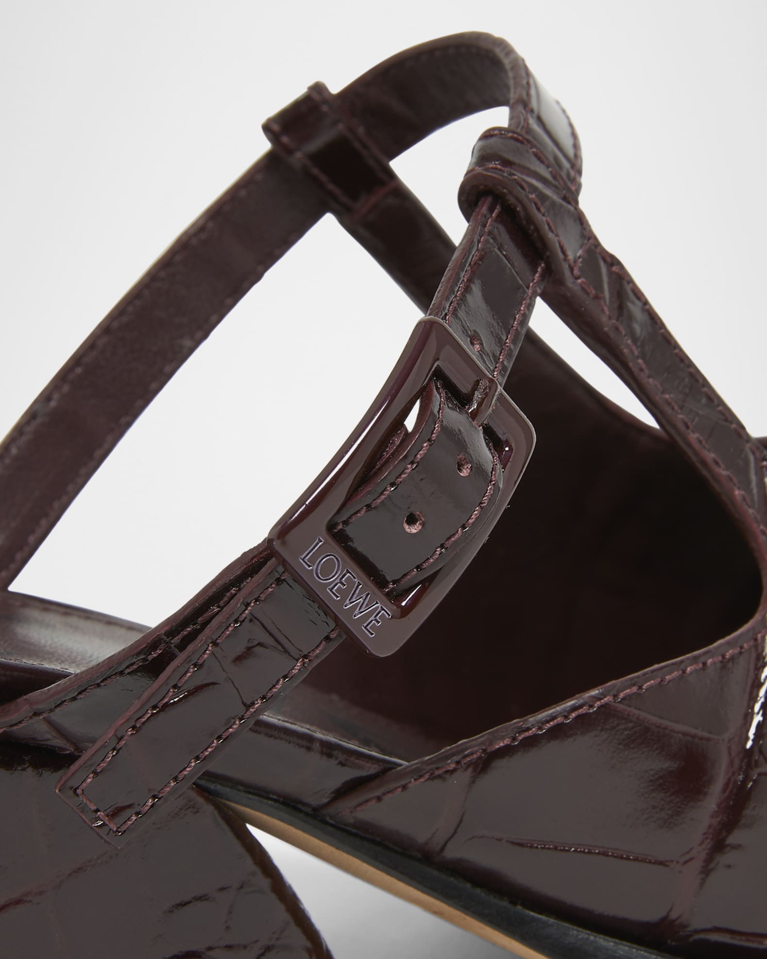 Loewe Onda Croc-Embossed Leather Mules | Neiman Marcus