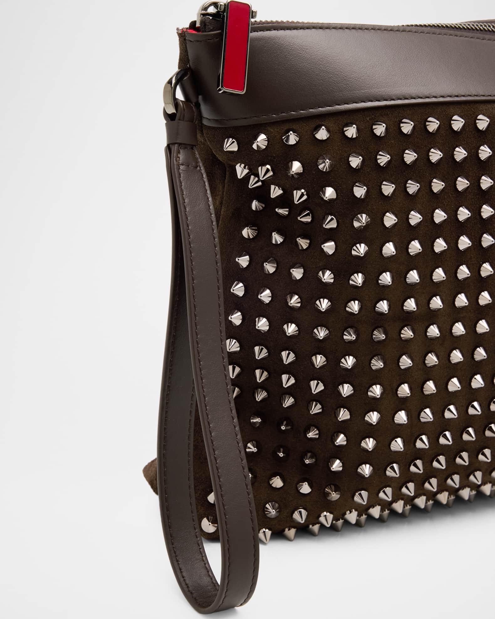 Christian Louboutin Men's Funky Crosta Spikes Suede Wristlet