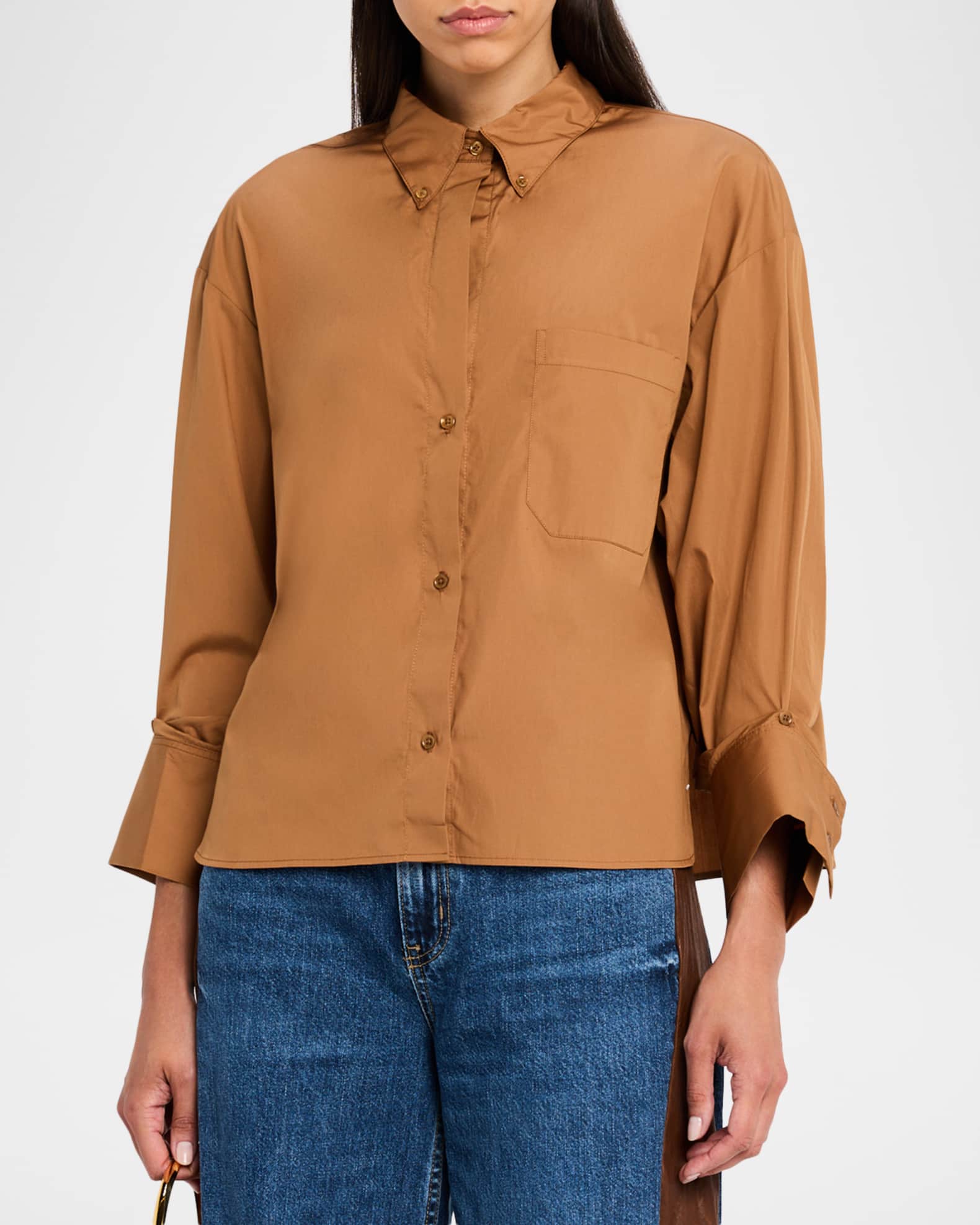 TWP J.D. Cropped Button-Front Shirt | Neiman Marcus