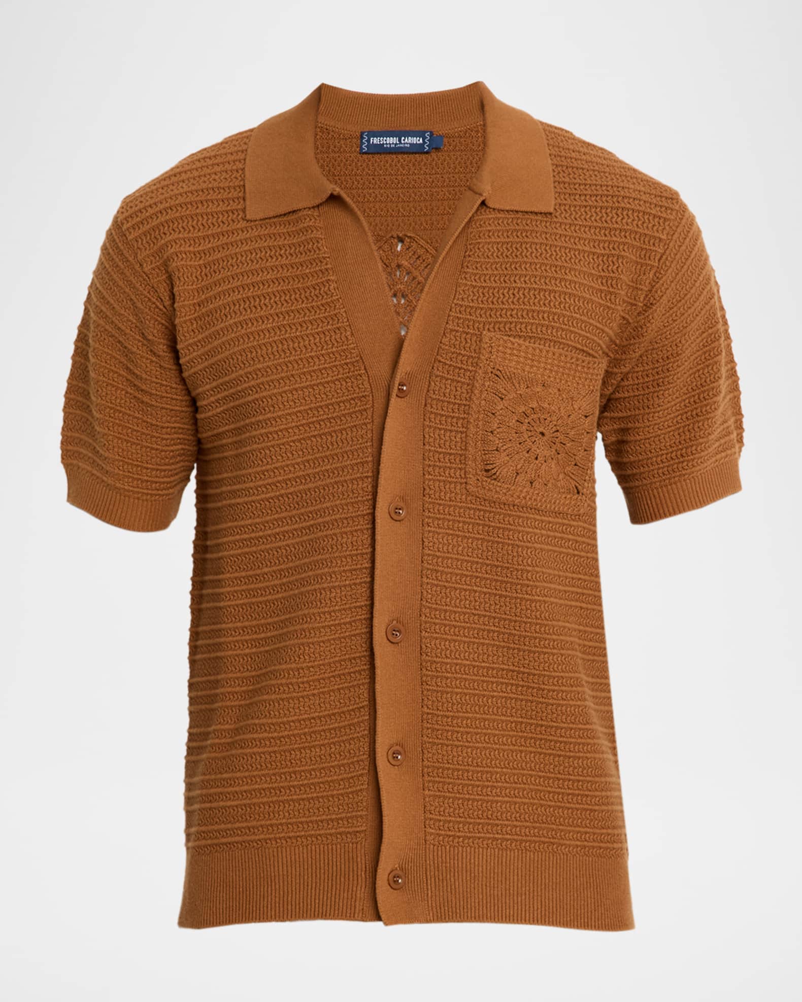 Men's Cesar Crochet Stripe Short-Sleeve Shirt 0