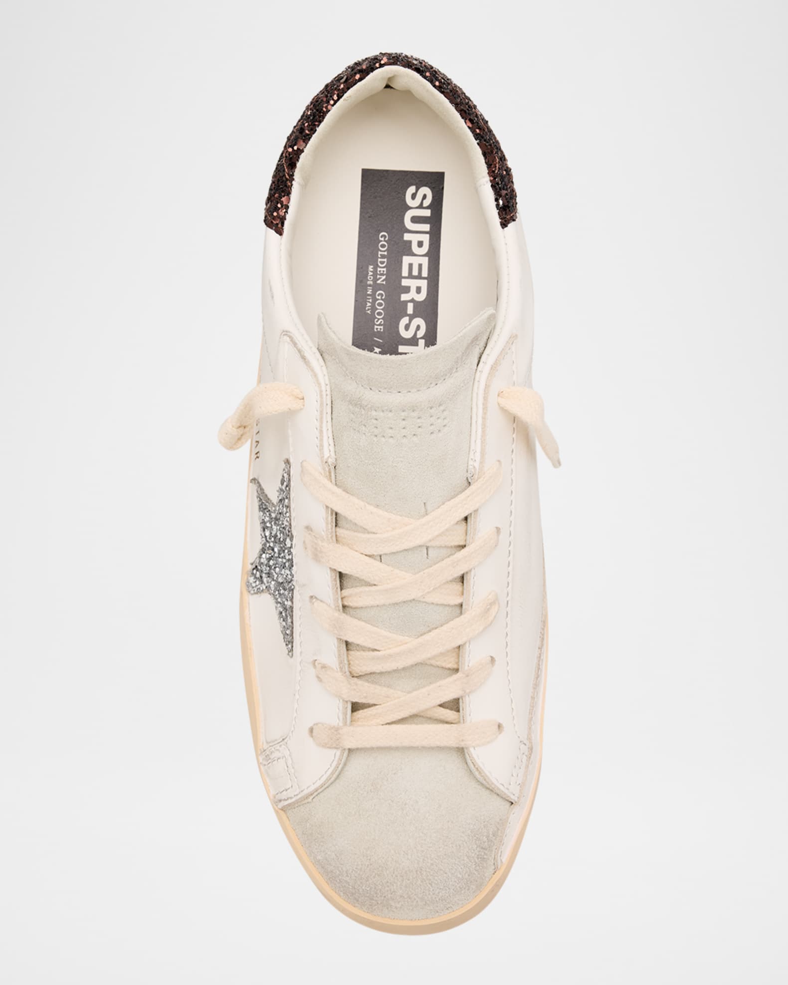 Golden Goose Super-Star Leather Glitter Low-Top Sneakers | Neiman