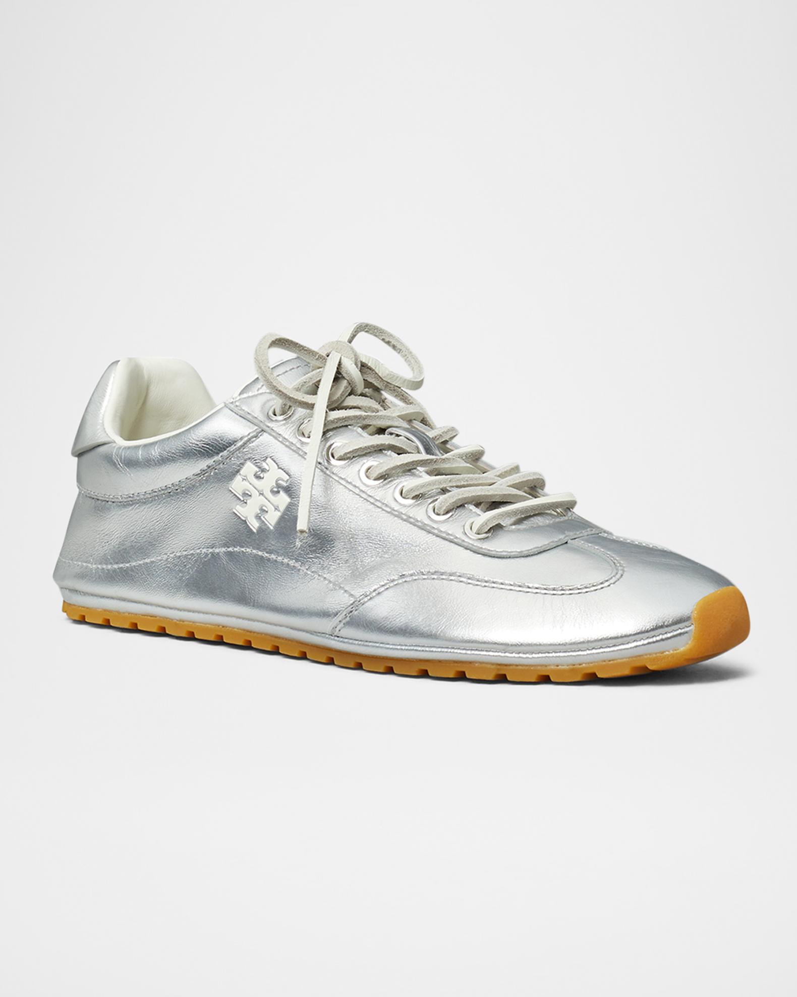Tory Burch Field Metallic Leather Low-Top Sneakers | Neiman Marcus