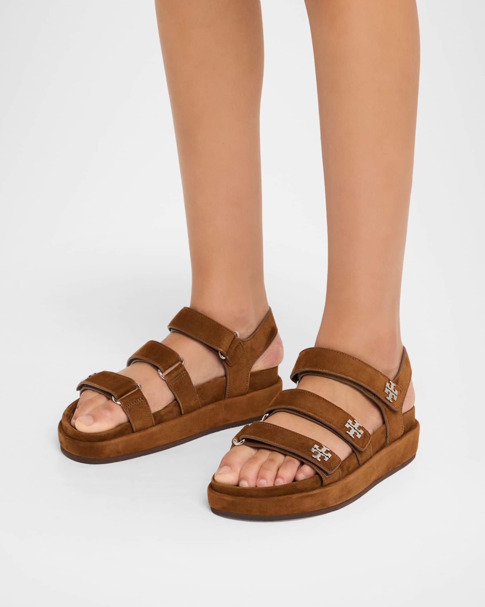 Kira Suede Sport Triple-Strap Sandals | Neiman Marcus