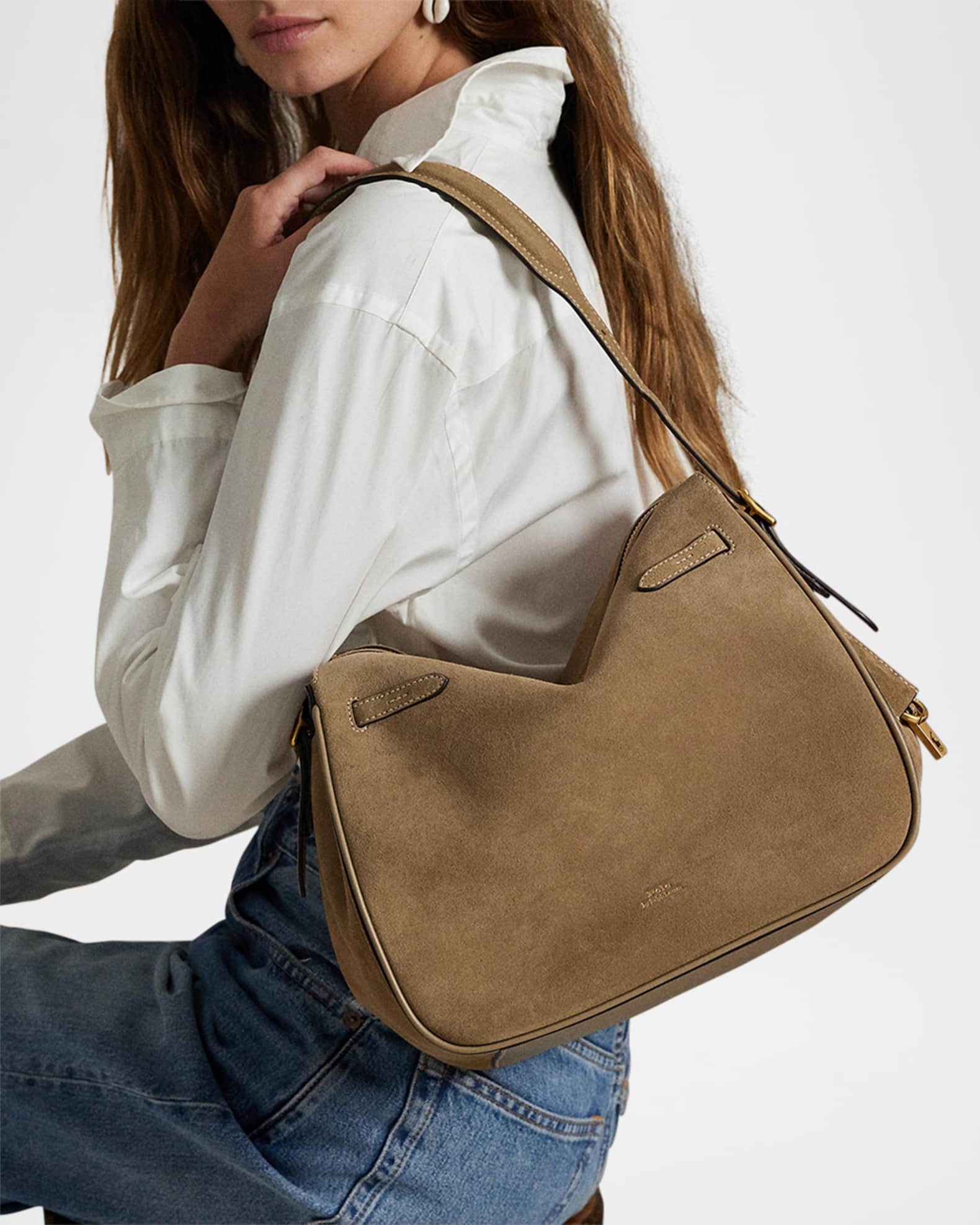 Polo Ralph Lauren Polo ID Suede Large Satchel Bag | Neiman