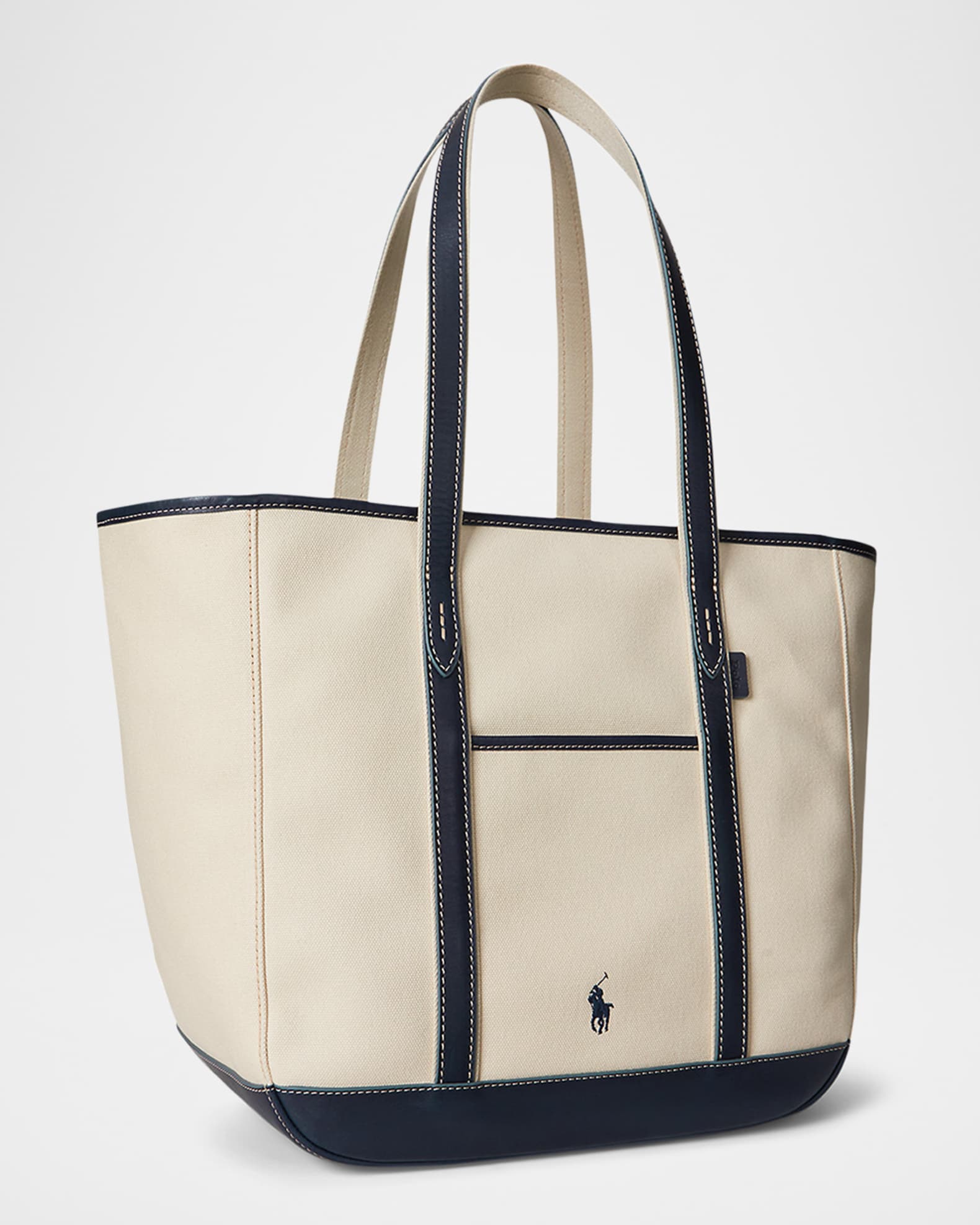 バッグ Polo Ralph Lauren Canvas Leather Bag Polo Ralph Lauren Canvas and Leather Medium Tote Bag