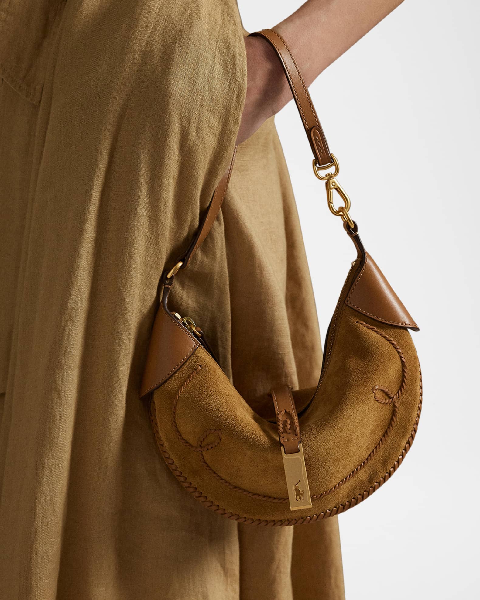Polo ID Mini Whipstitch Suede Shoulder Bag 1