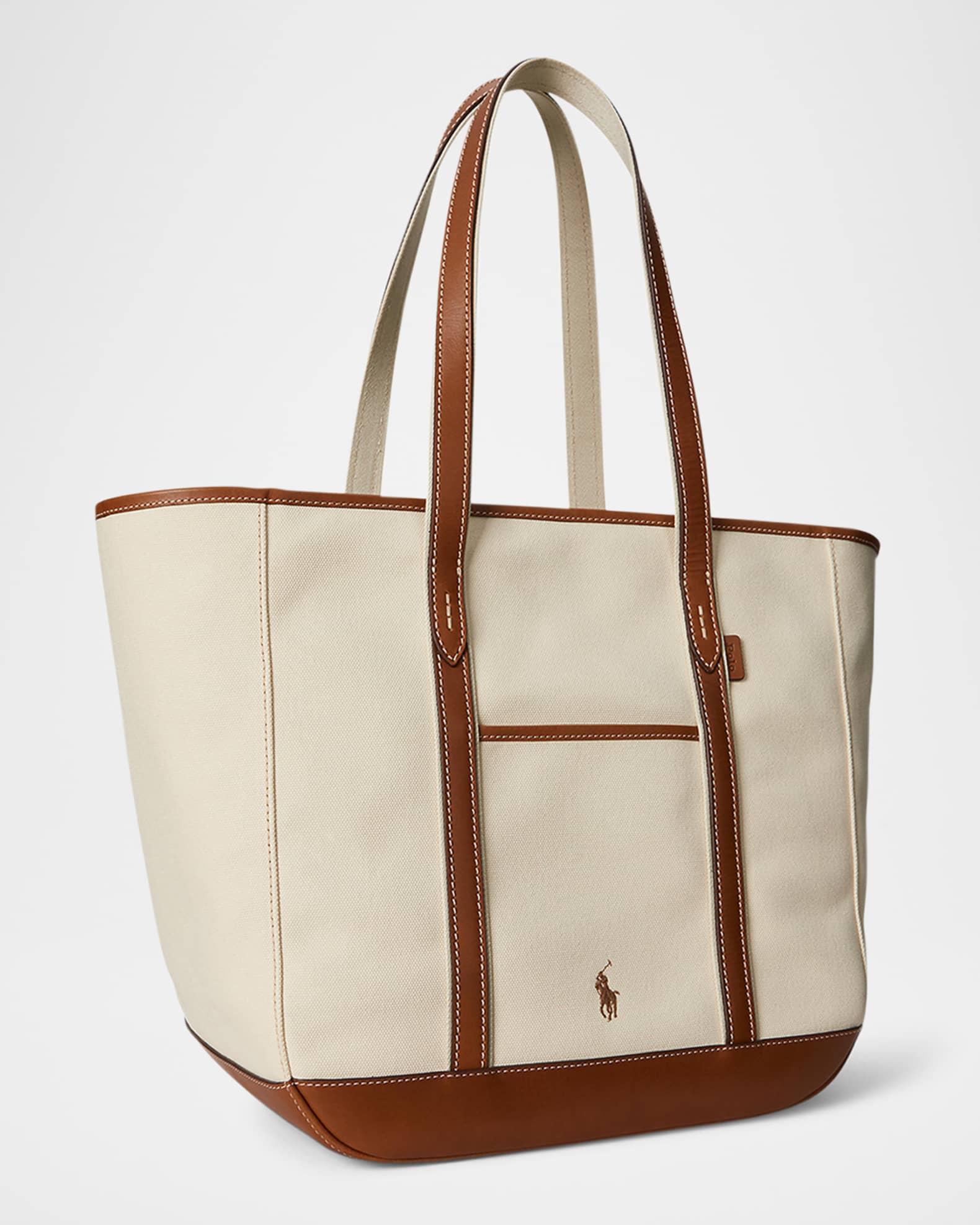 バッグ Polo Ralph Lauren Canvas Leather Bag Polo Ralph Lauren Canvas and Leather Medium Tote Bag
