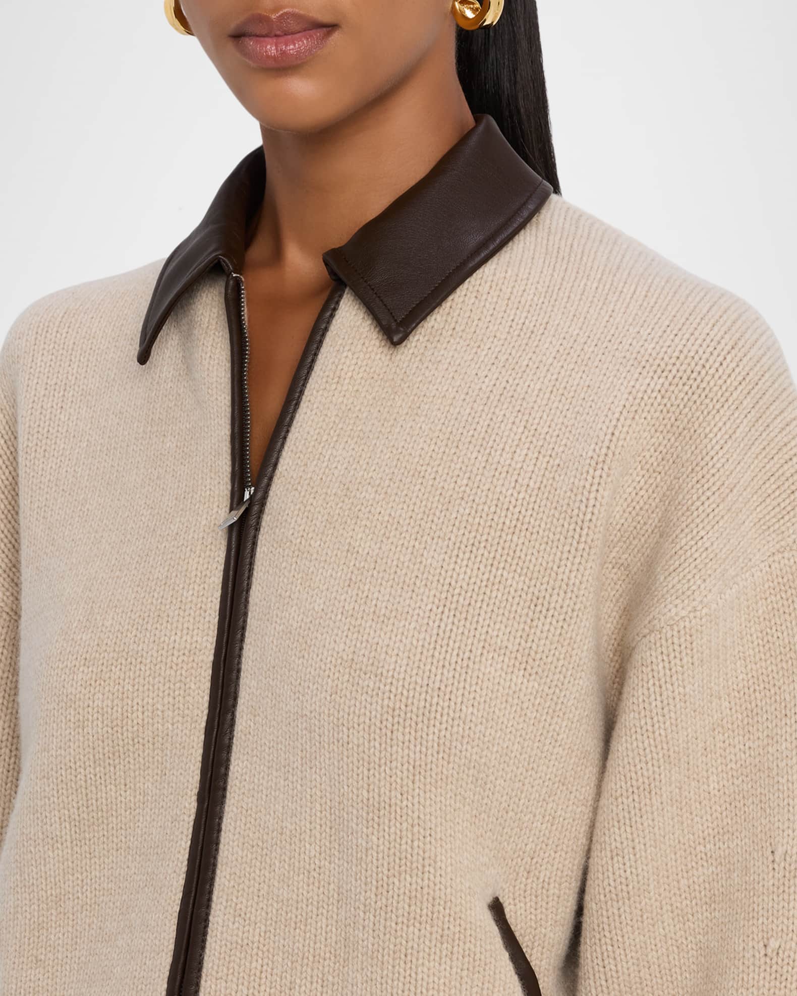 SIMKHAI Zofia Wool Zip Cardigan | Neiman Marcus