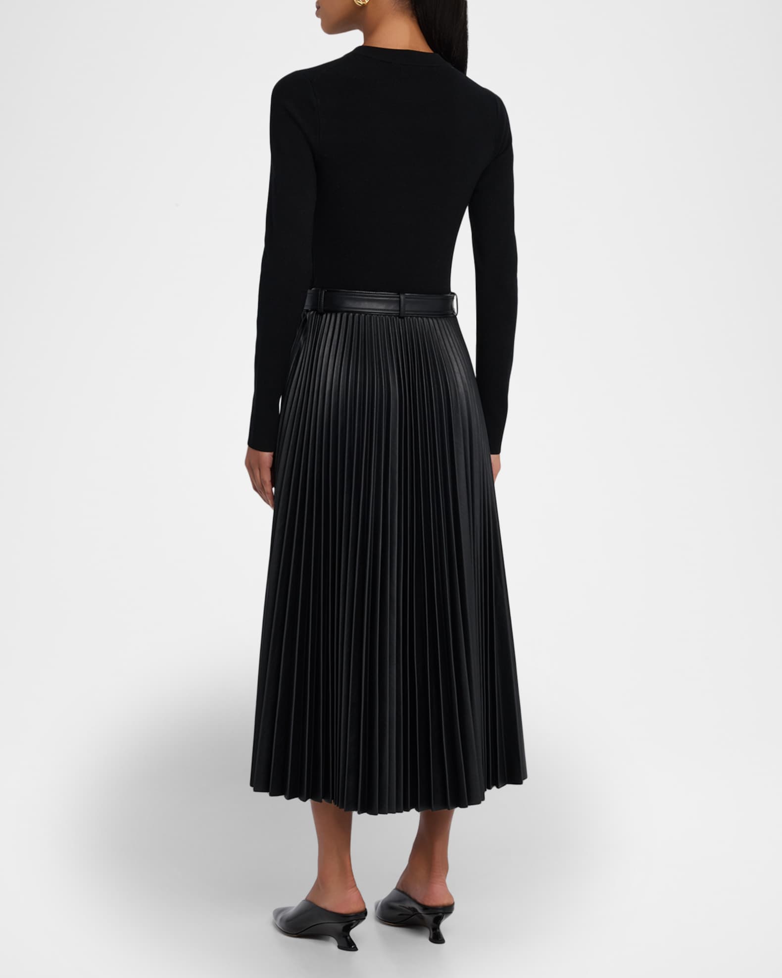 SIMKHAI Abilene Mixed-Media Midi Dress | Neiman Marcus