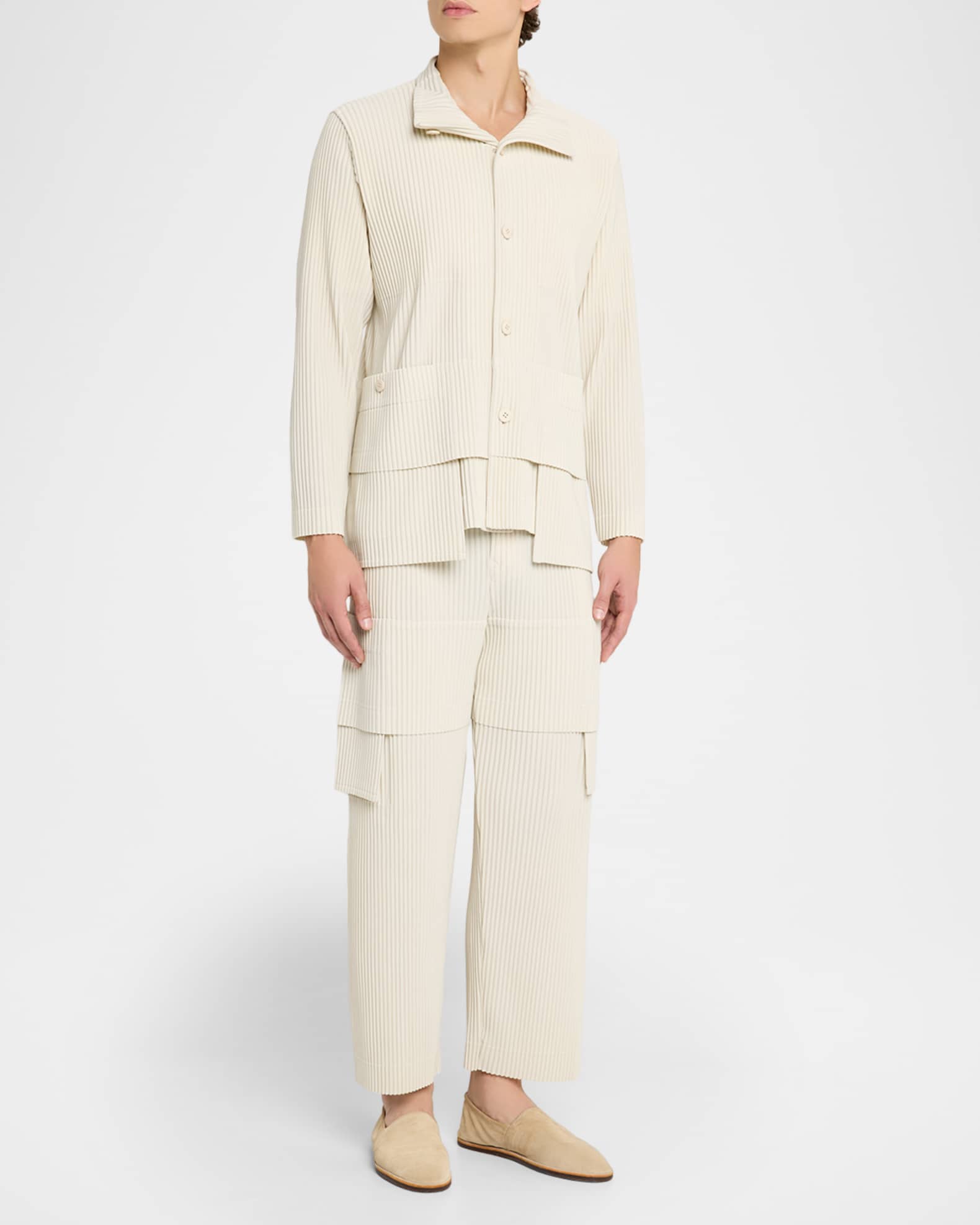 HOMME PLISSÉ ISSEY MIYAKE MULTI-POCKET 1 Homme Plisse Issey Miyake Men's Multi-Pocket Pleated Button-Down