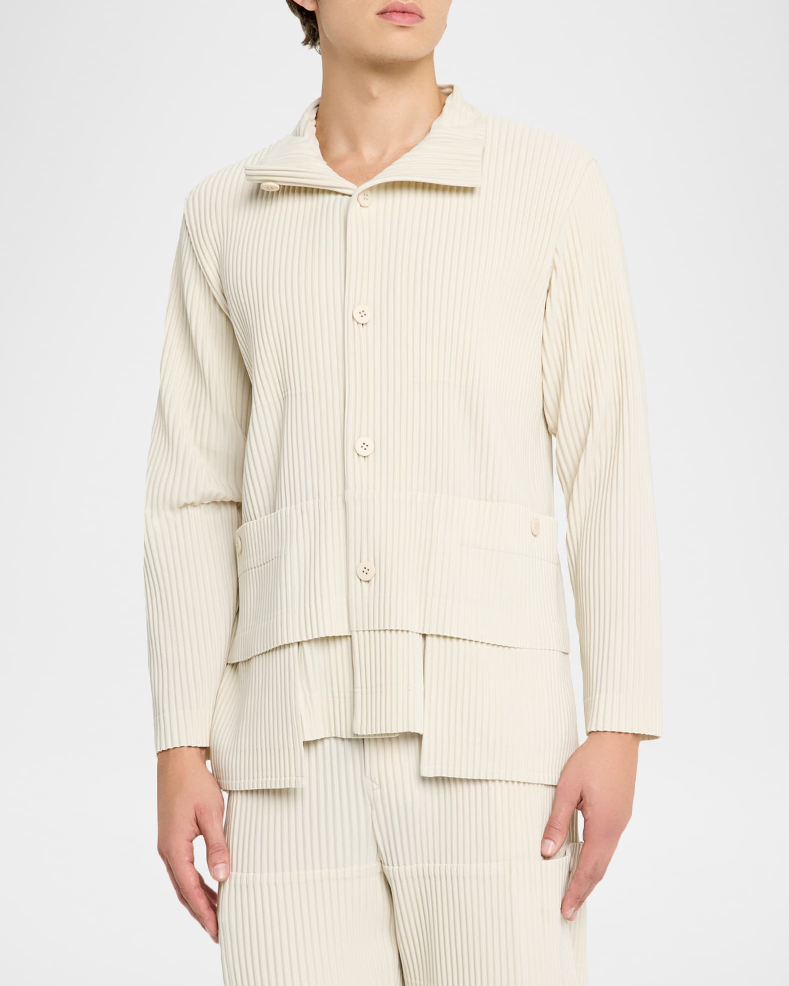 HOMME PLISSÉ ISSEY MIYAKE MULTI-POCKET 1 Homme Plisse Issey Miyake Men's Multi-Pocket Pleated Button-Down